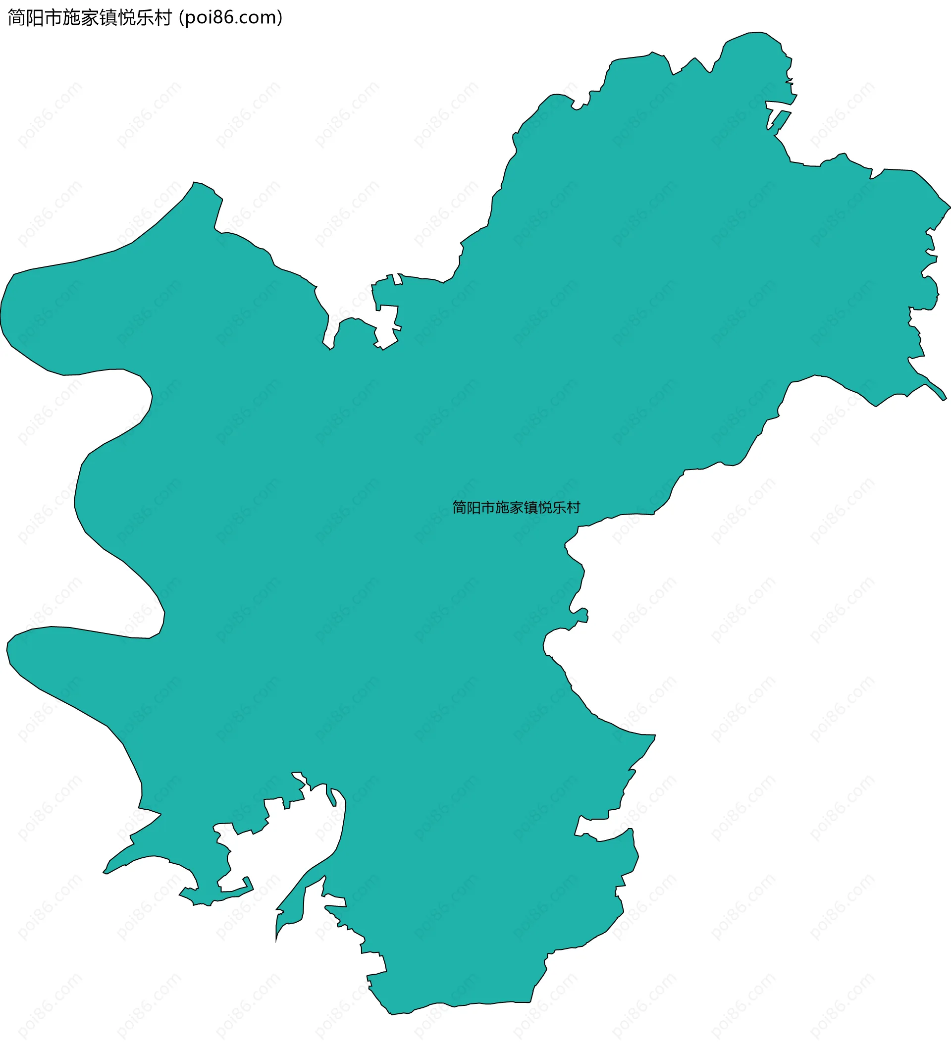 简阳市施家镇悦乐村边界地图