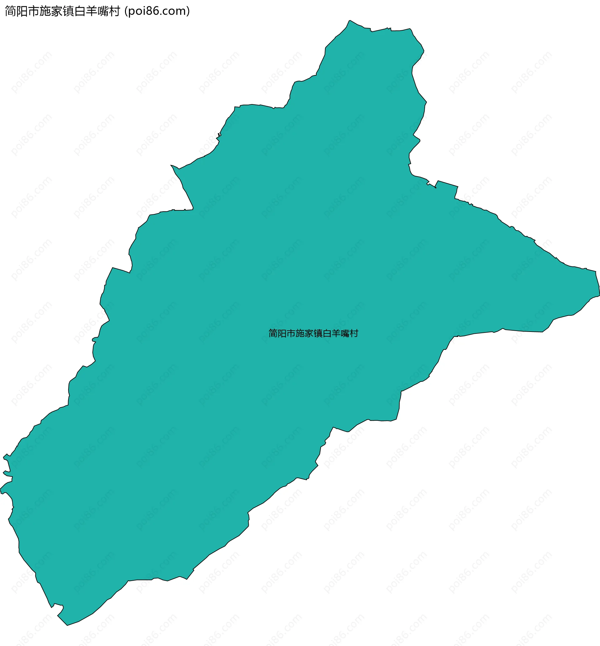 简阳市施家镇白羊嘴村边界地图