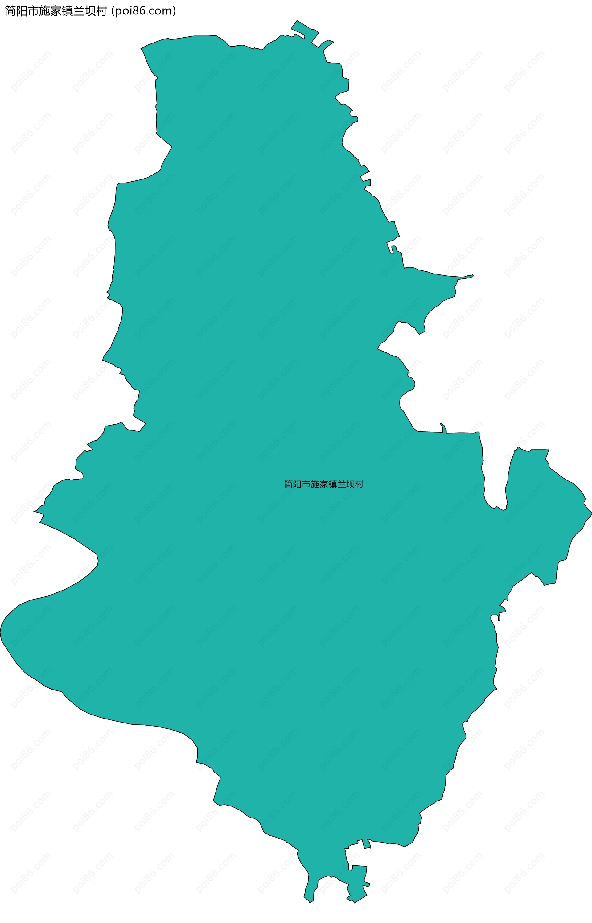 简阳市施家镇兰坝村边界地图
