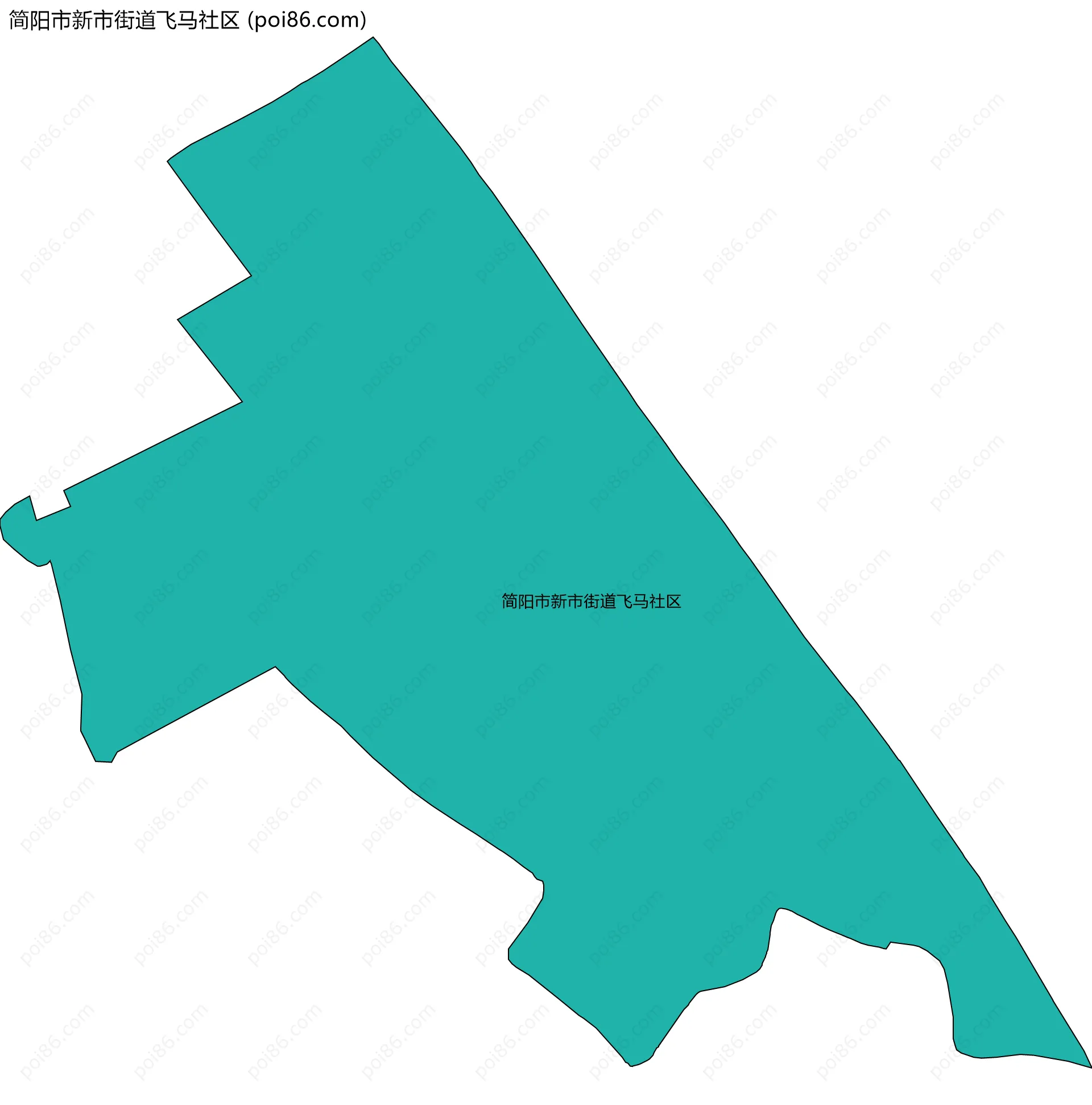 简阳市新市街道飞马社区边界地图