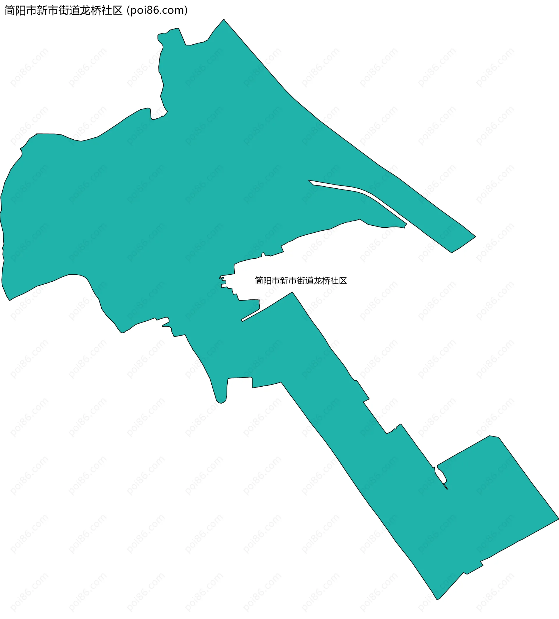 简阳市新市街道龙桥社区边界地图