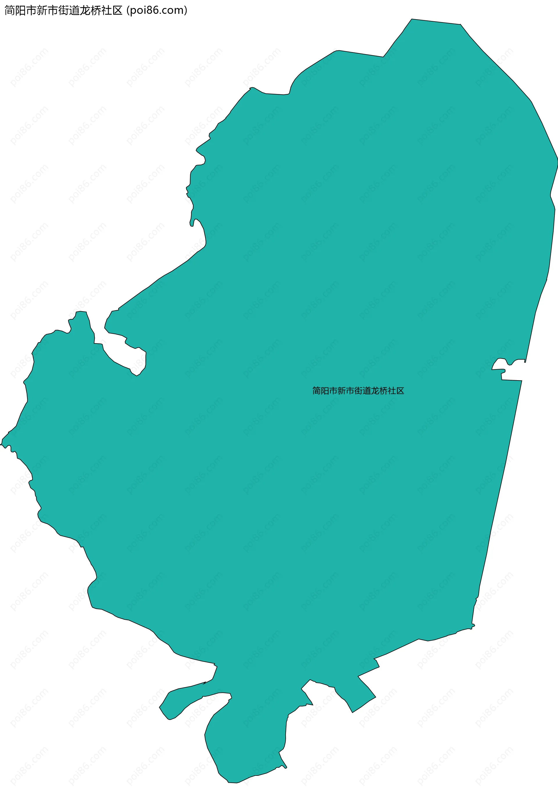 简阳市新市街道龙桥社区边界地图