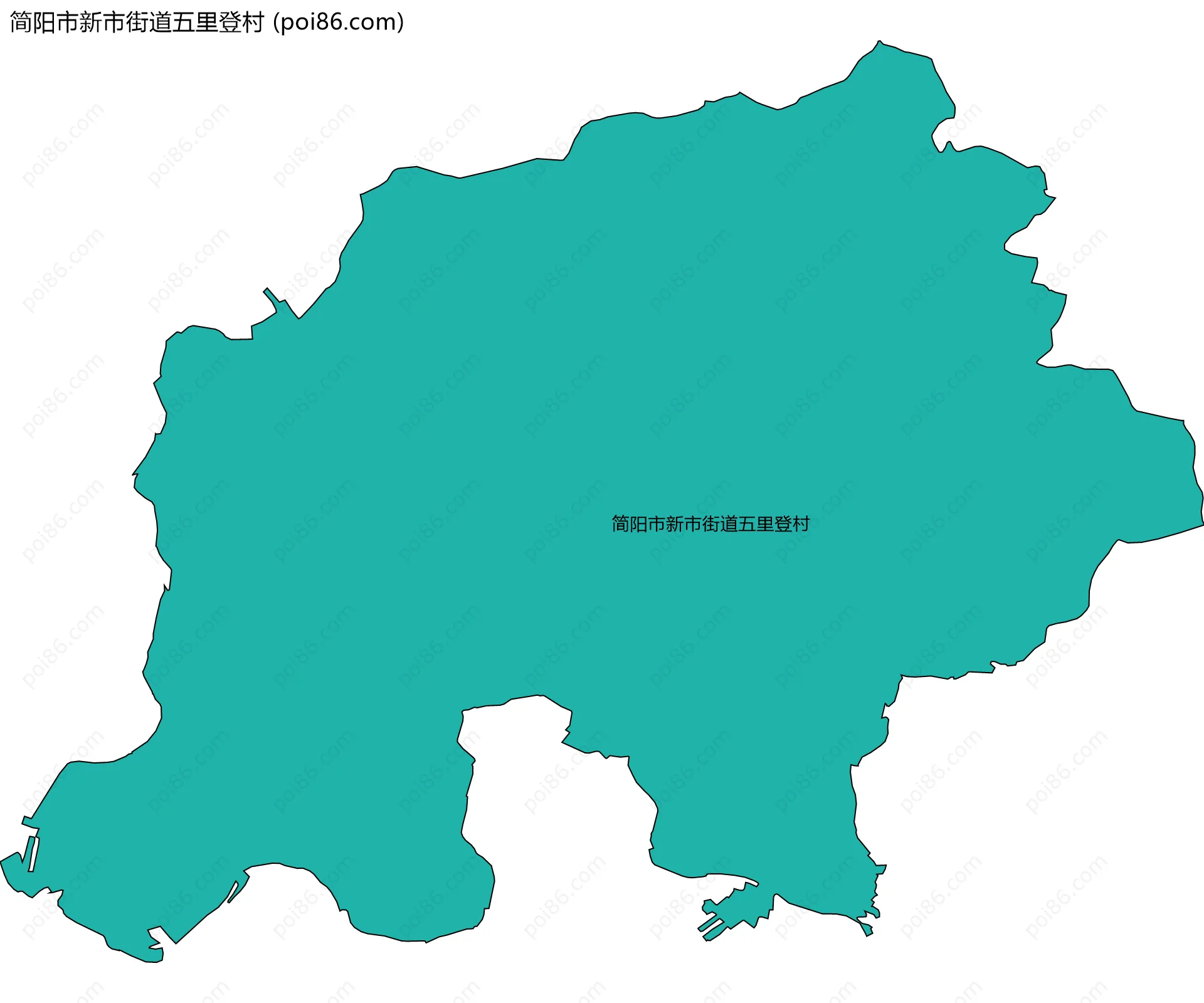 简阳市新市街道五里登村边界地图