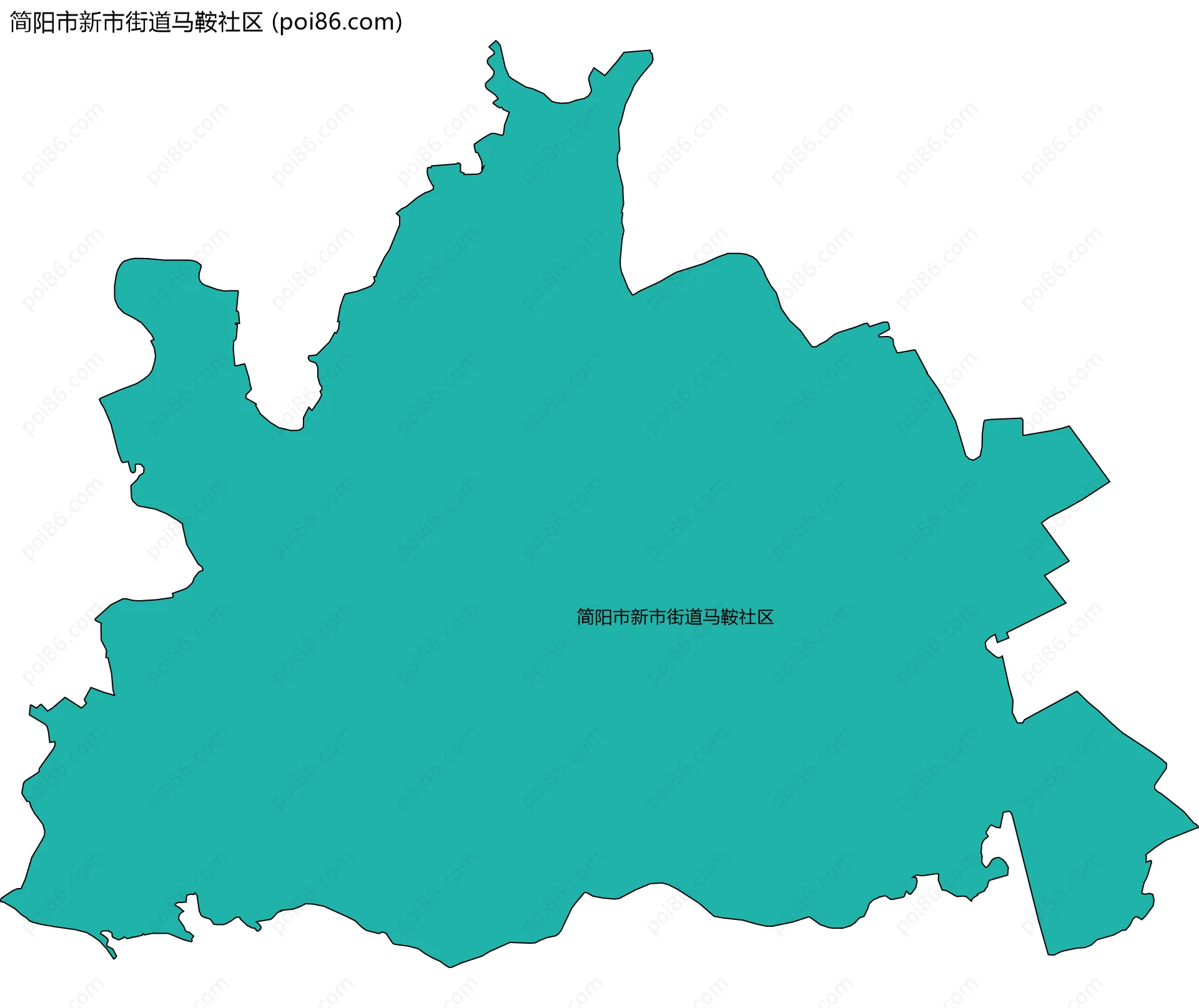 简阳市新市街道马鞍社区边界地图