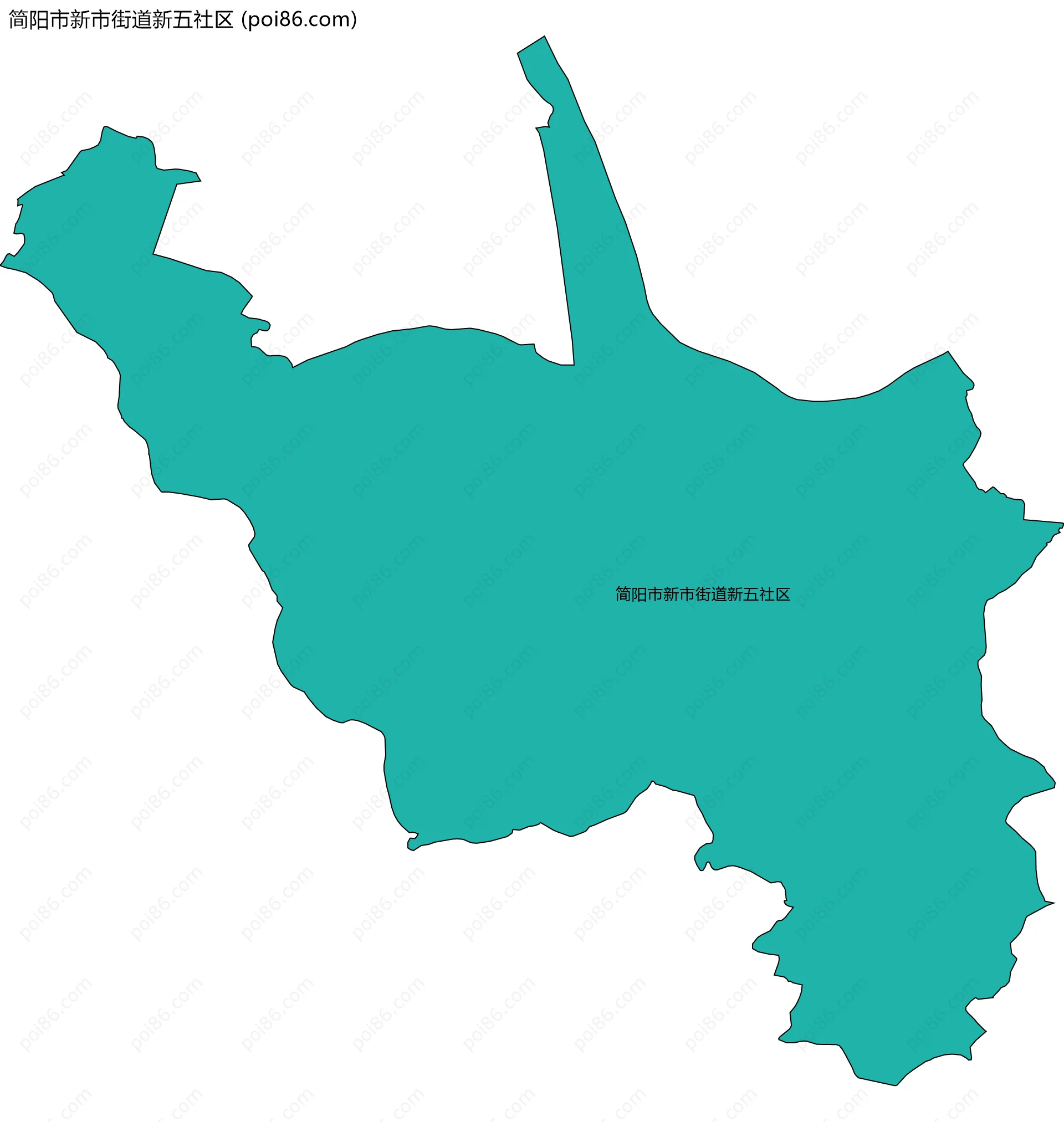 简阳市新市街道新五社区边界地图