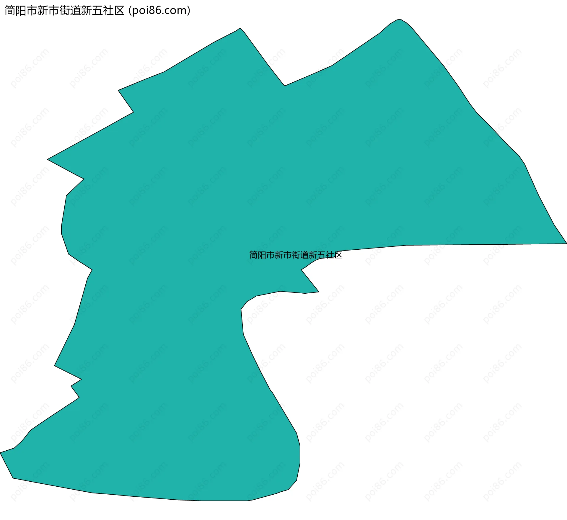 简阳市新市街道新五社区边界地图