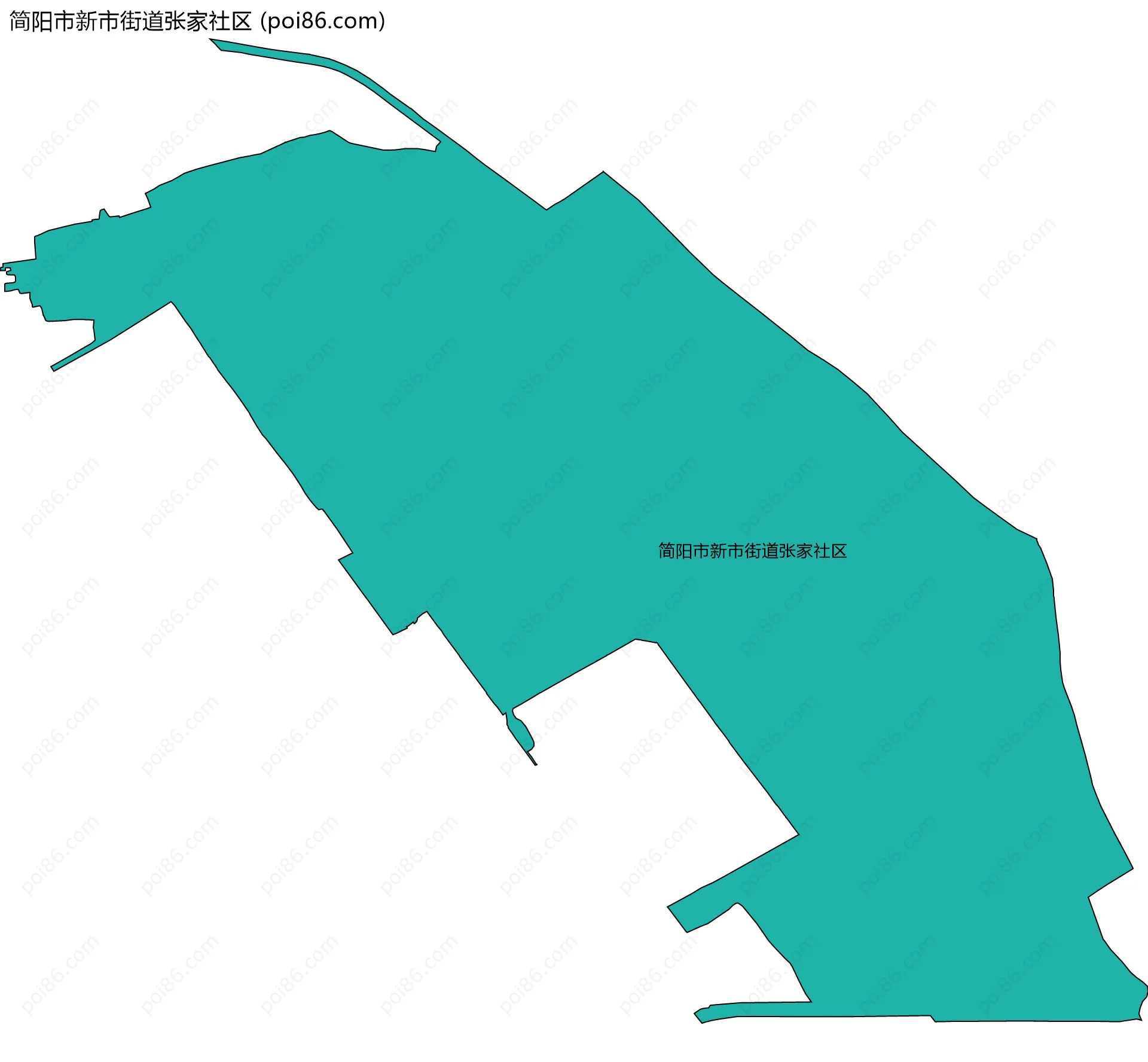 简阳市新市街道张家社区边界地图