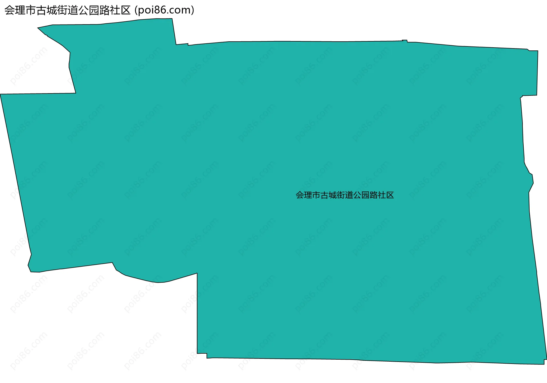 会理市古城街道公园路社区边界地图