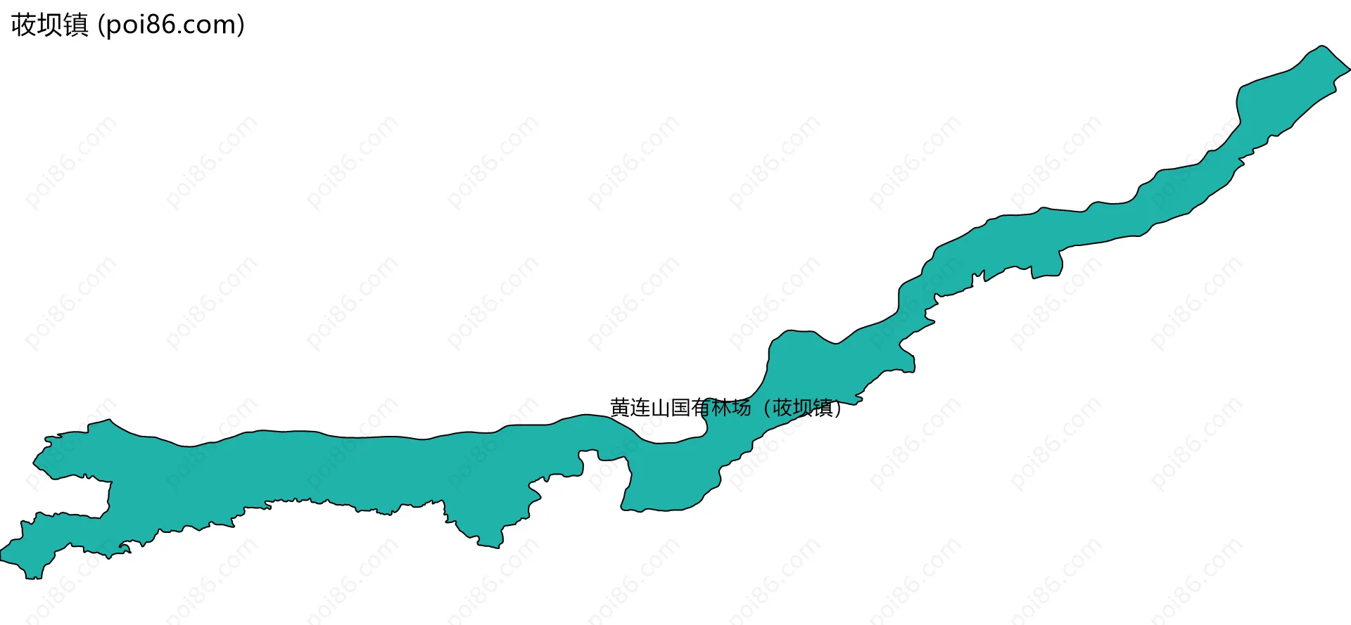 荍坝镇边界地图(五级行政区划)