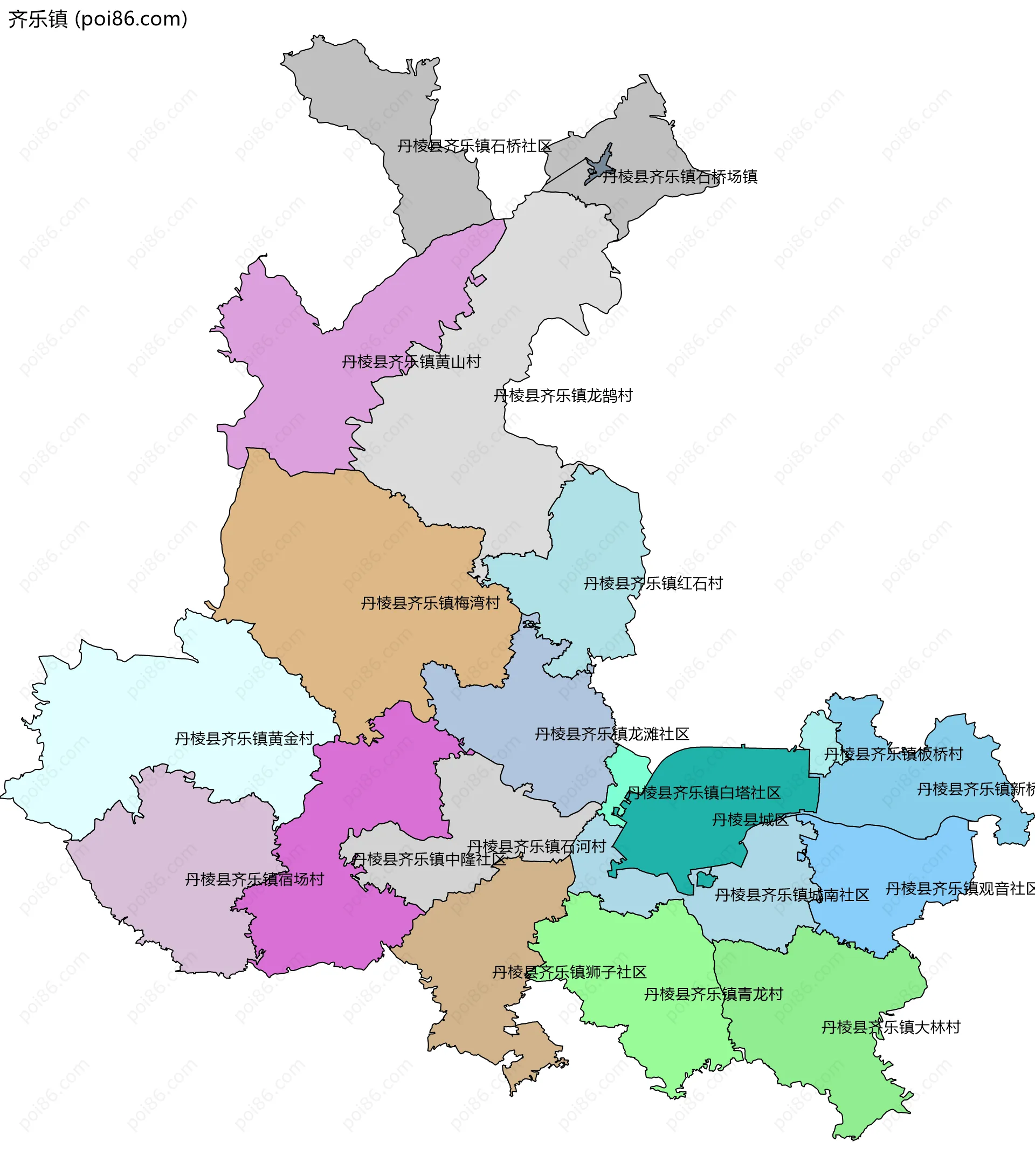 齐乐镇边界地图(五级行政区划)