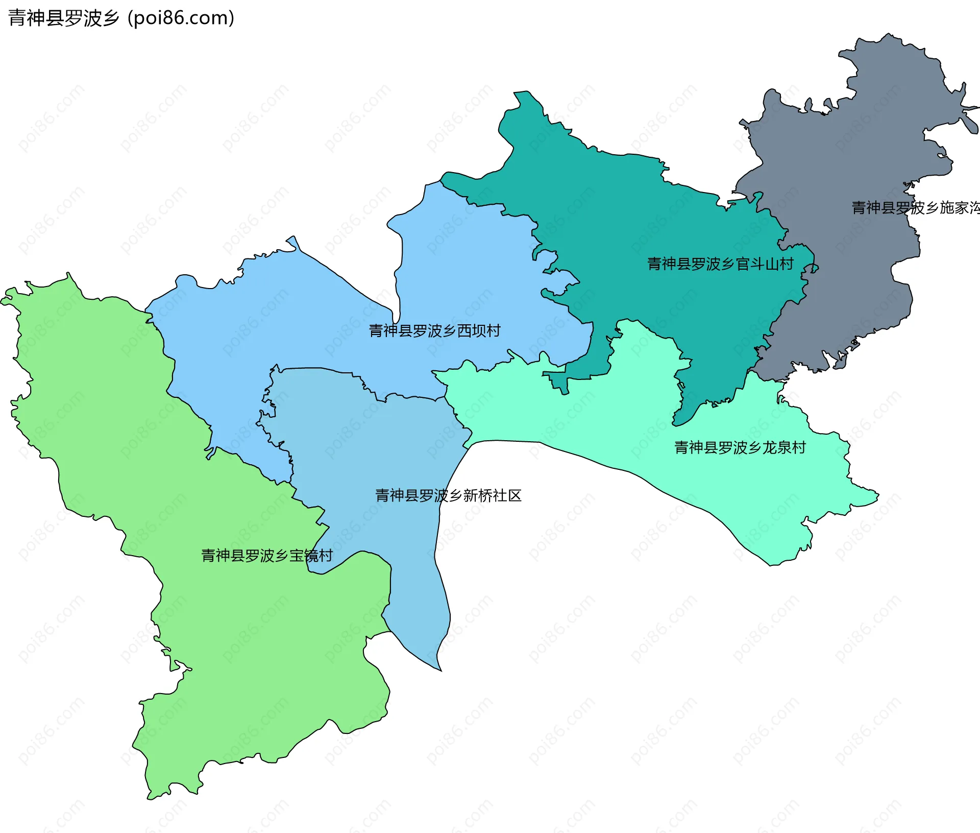 青神县罗波乡边界地图(五级行政区划)