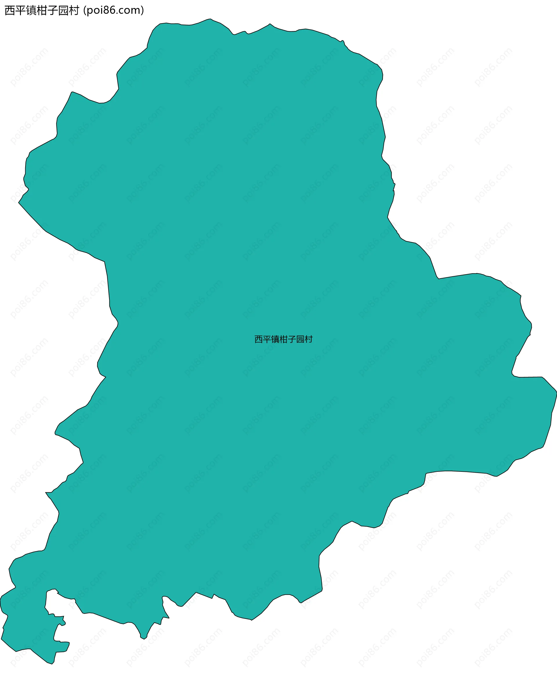 西平镇柑子园村边界地图