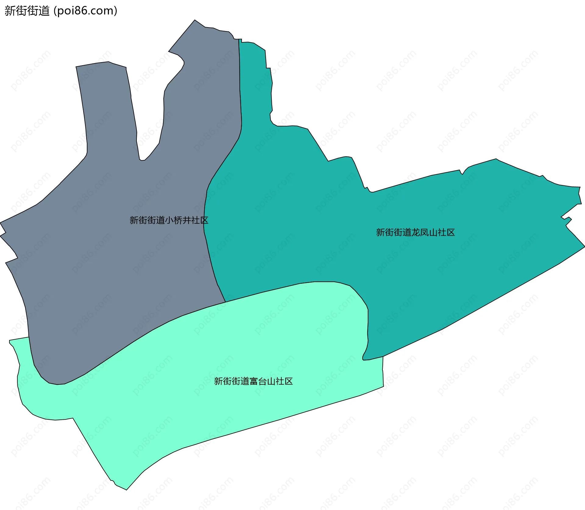 新街街道边界地图(五级行政区划)