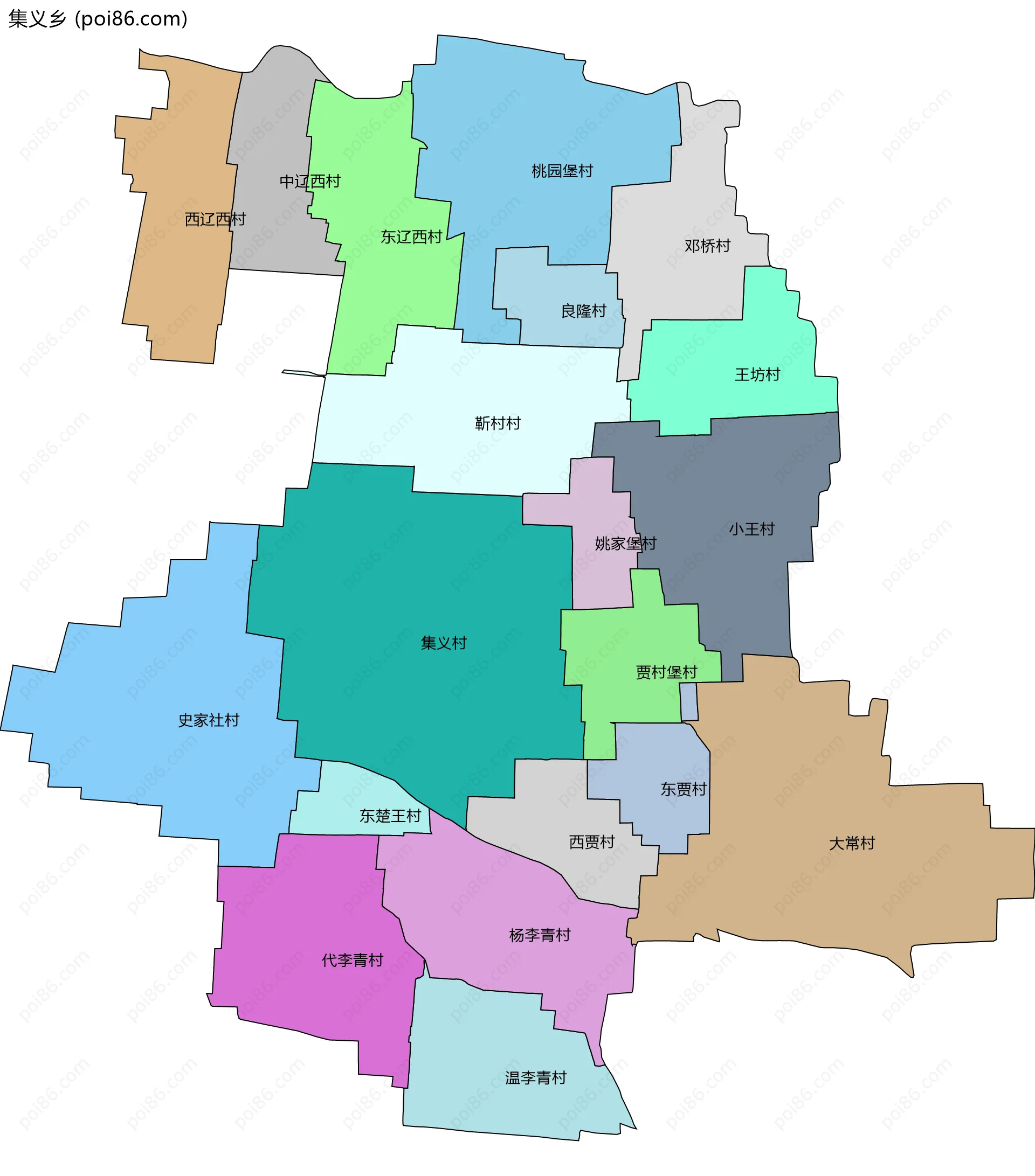 集义乡边界地图(五级行政区划)