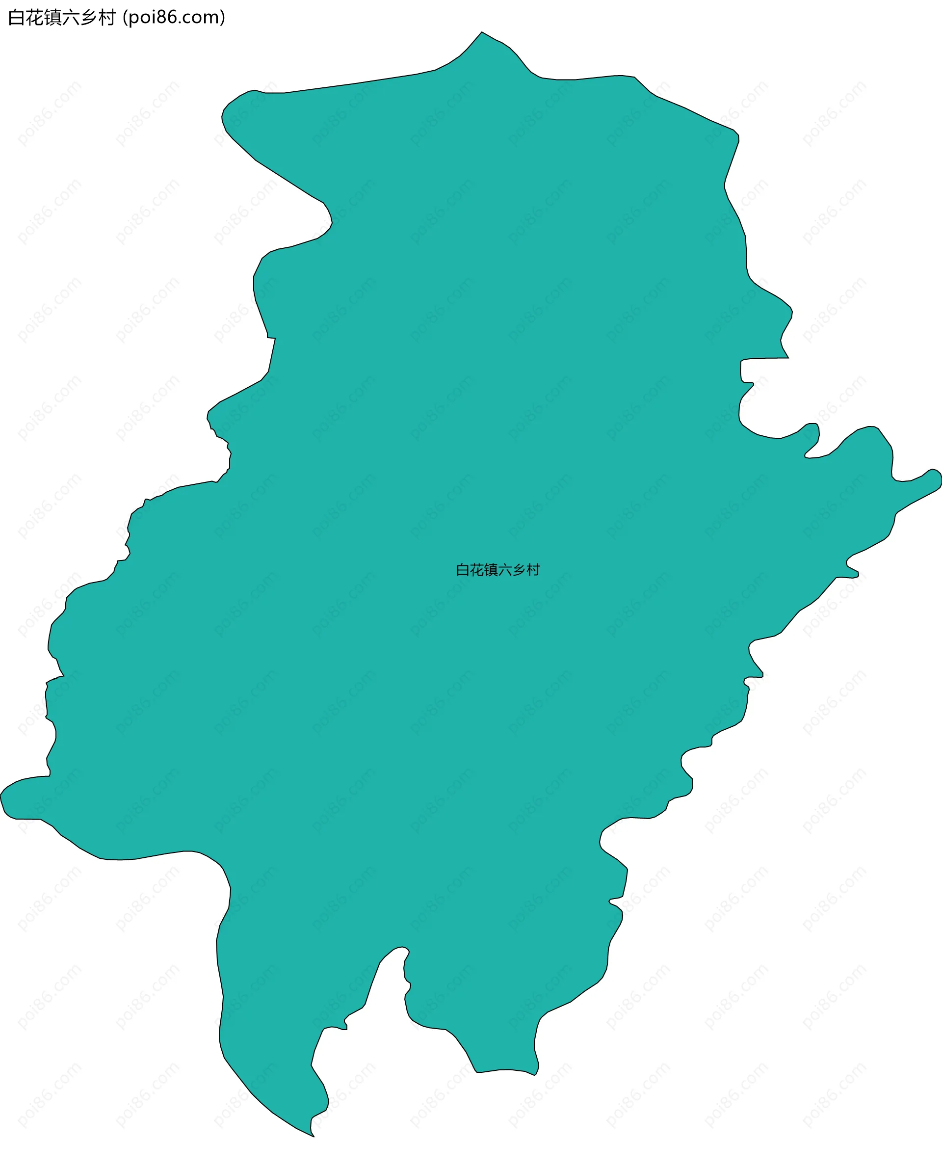 白花镇六乡村边界地图