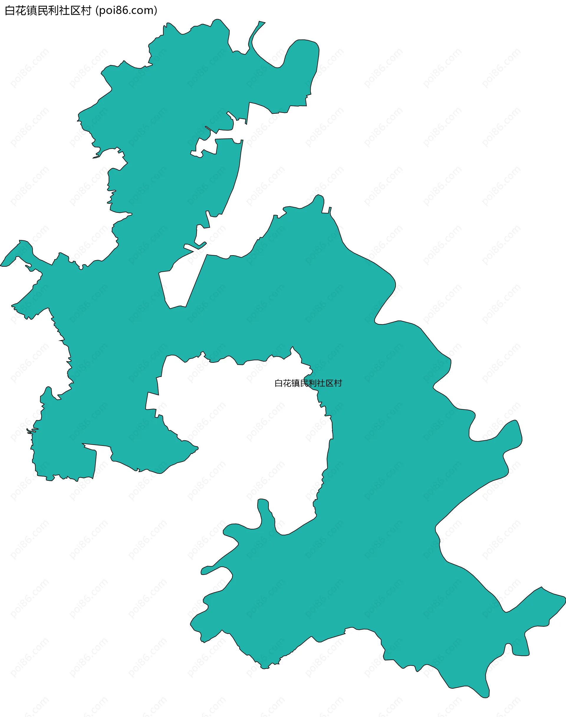 白花镇民利社区村边界地图