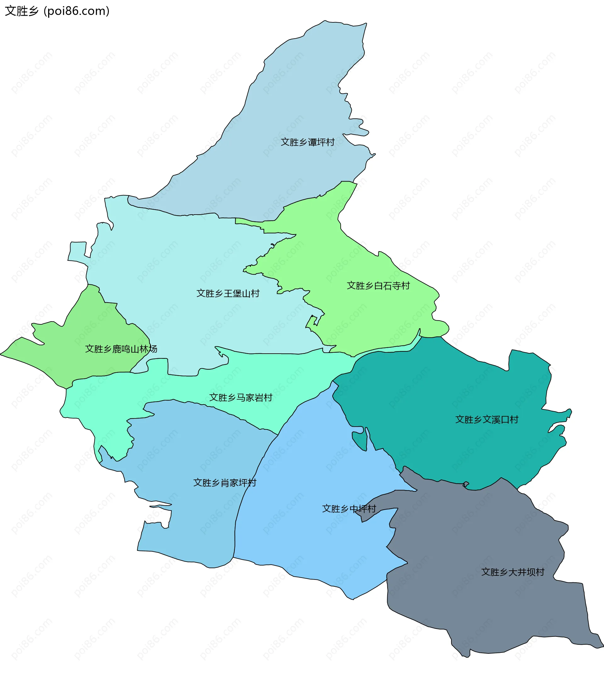 文胜乡边界地图(五级行政区划)