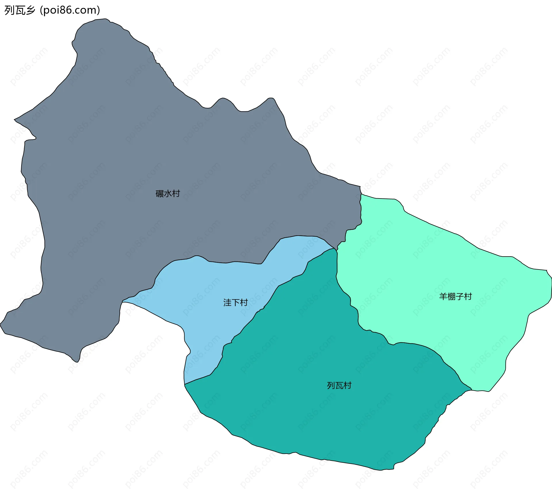 列瓦乡边界地图(五级行政区划)