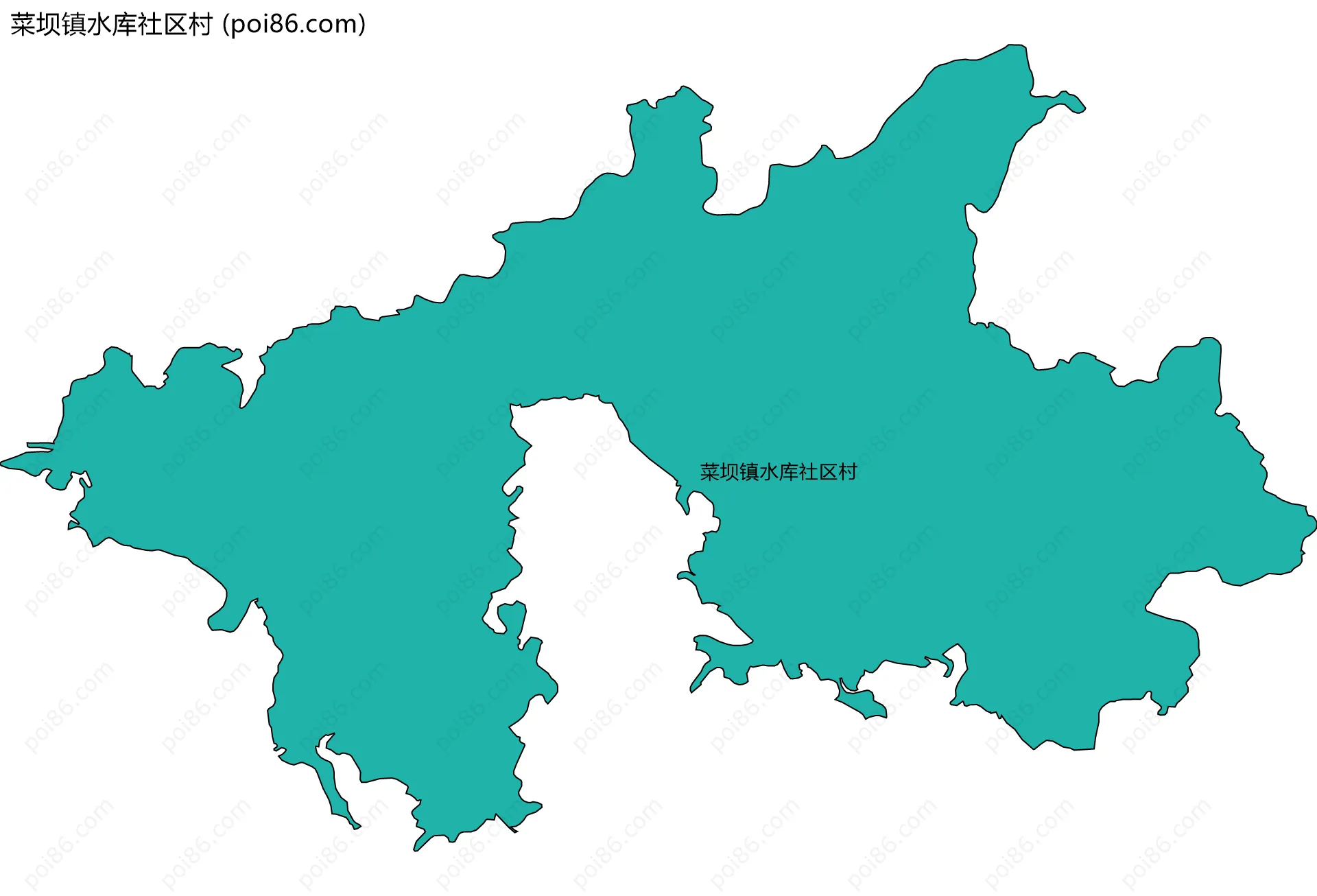 菜坝镇水库社区村边界地图