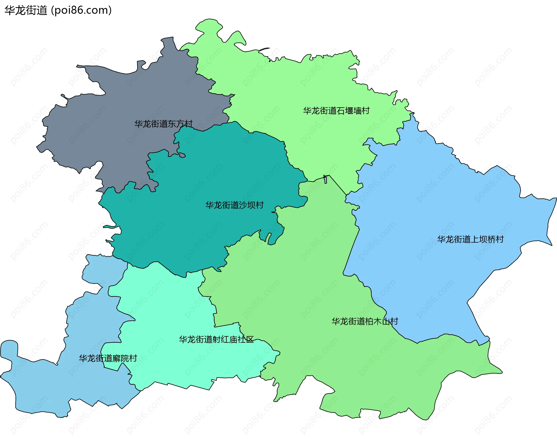 华龙街道边界地图(五级行政区划)