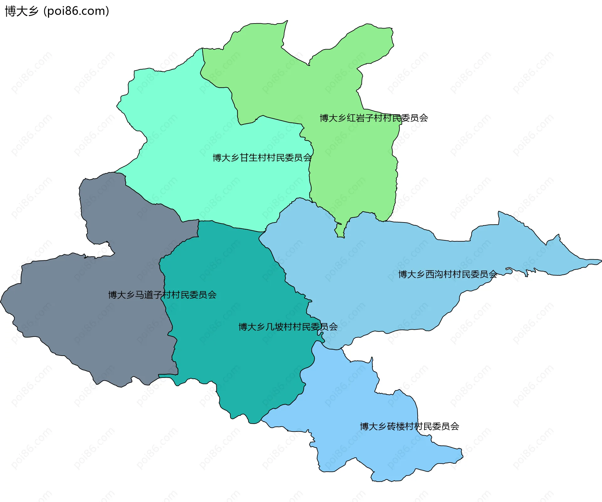 博大乡边界地图(五级行政区划)