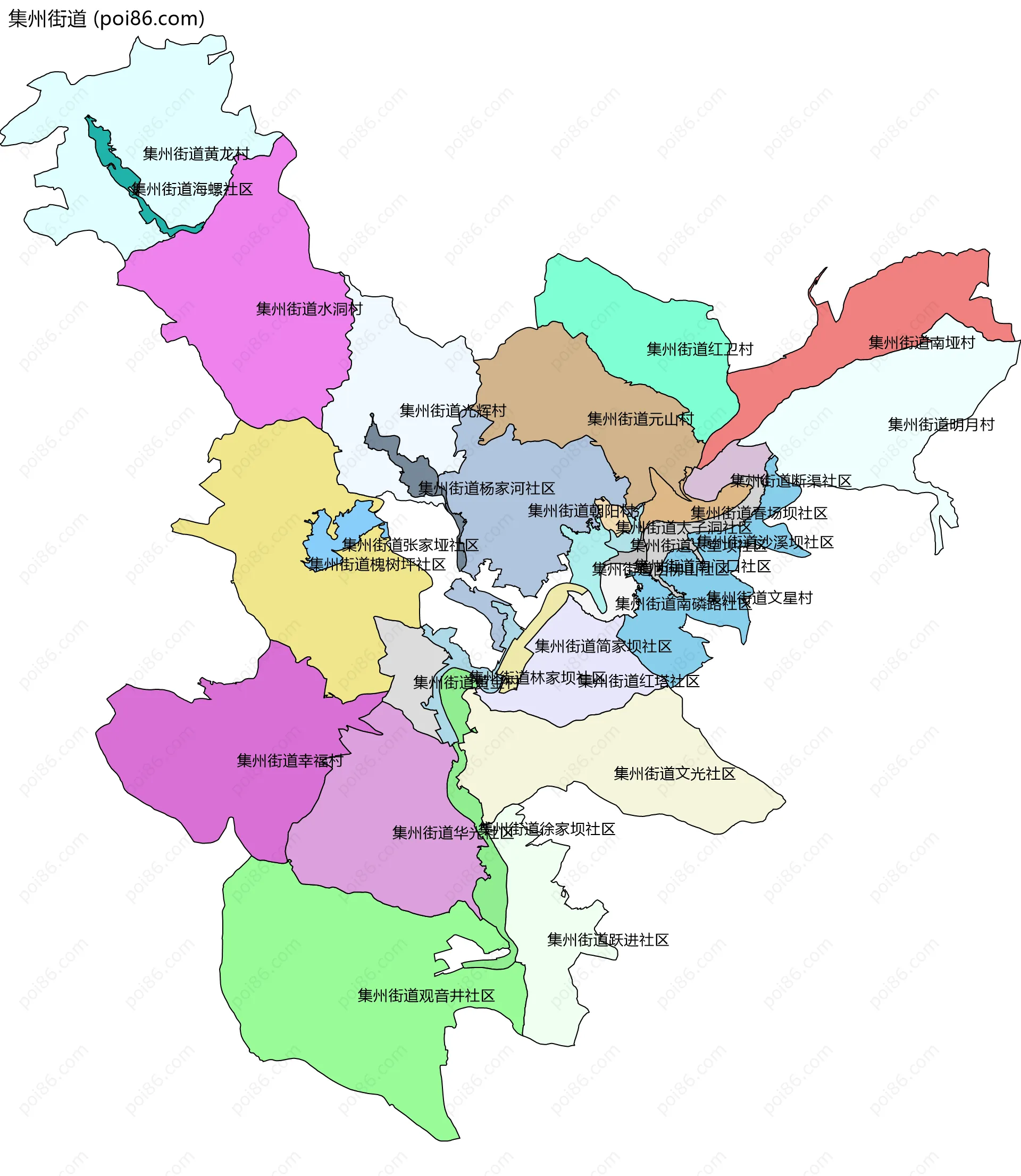 集州街道边界地图(五级行政区划)