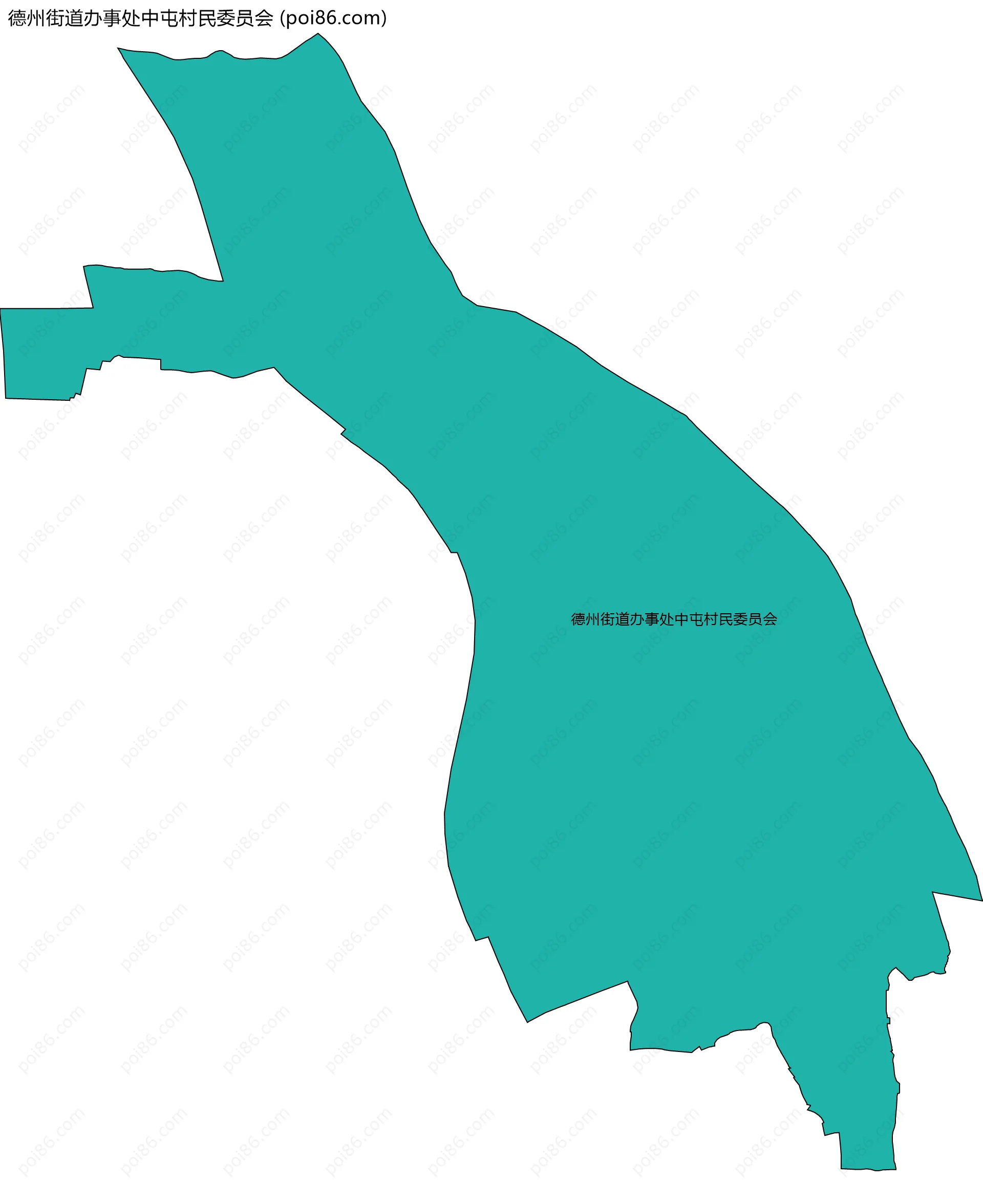 德州街道办事处中屯村民委员会边界地图