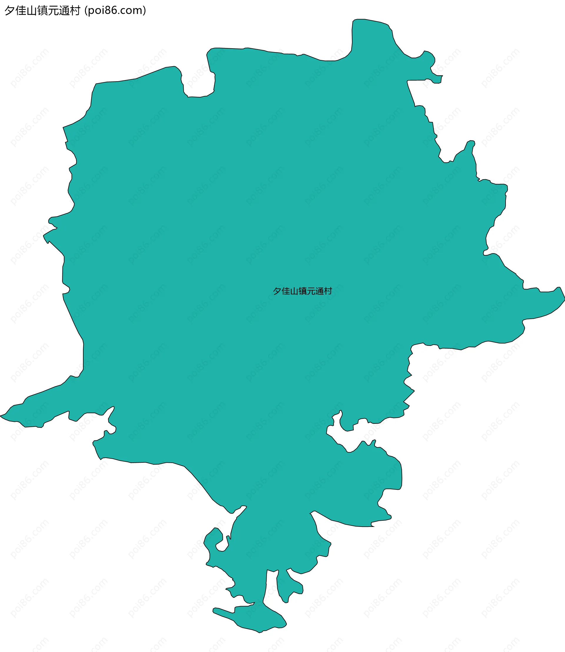 夕佳山镇元通村边界地图