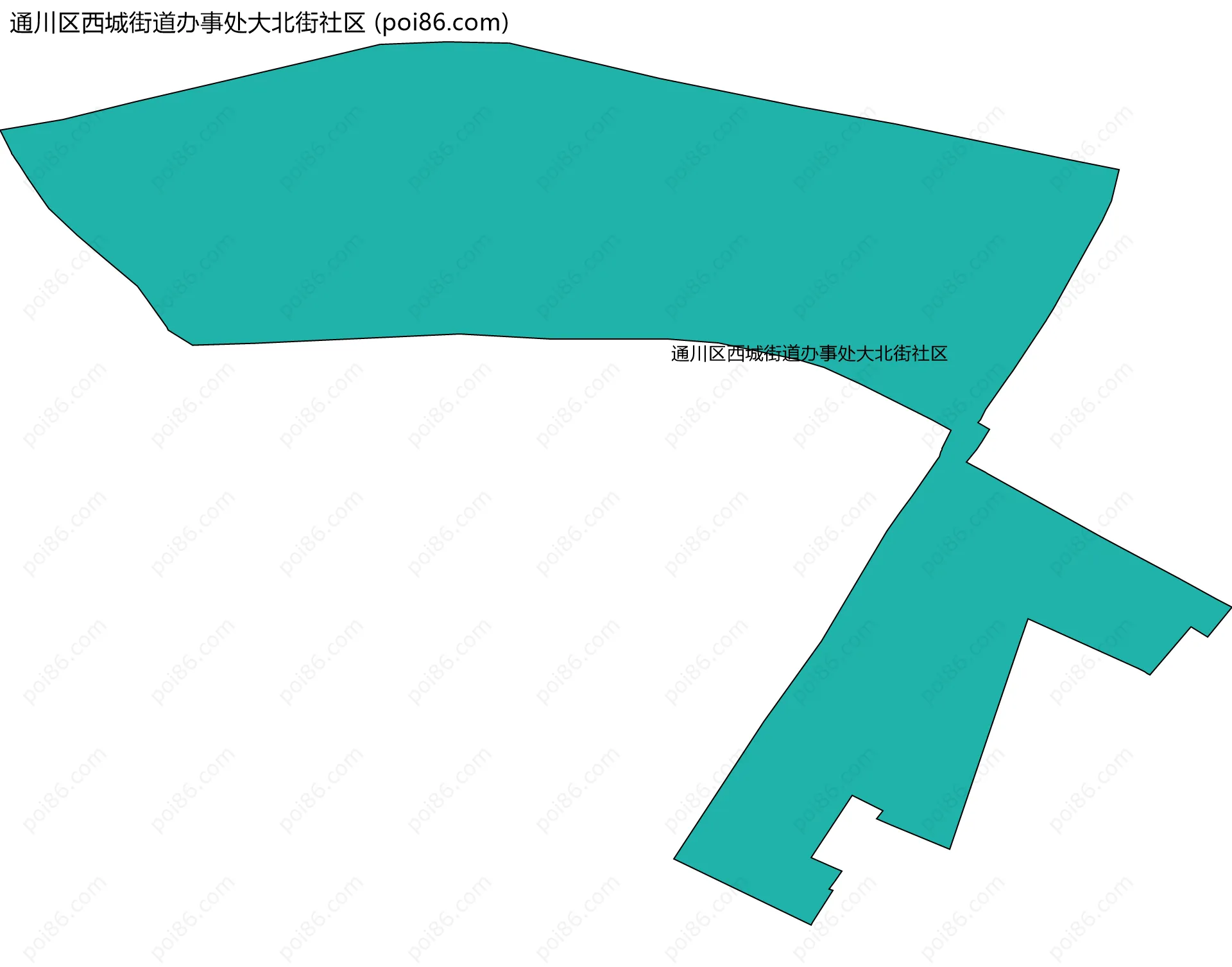 通川区西城街道办事处大北街社区边界地图