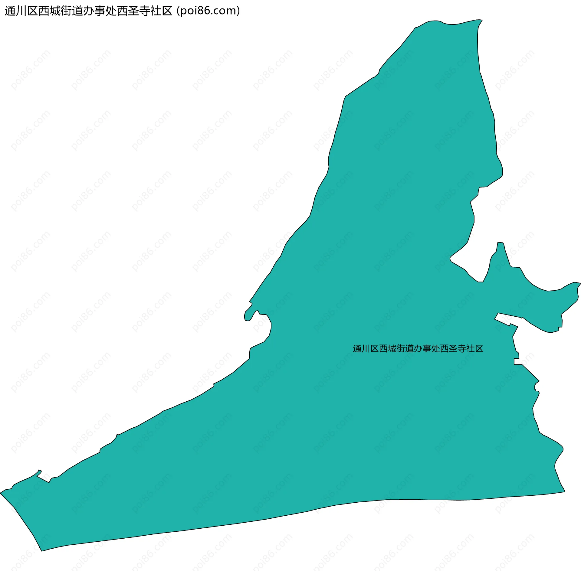 通川区西城街道办事处西圣寺社区边界地图