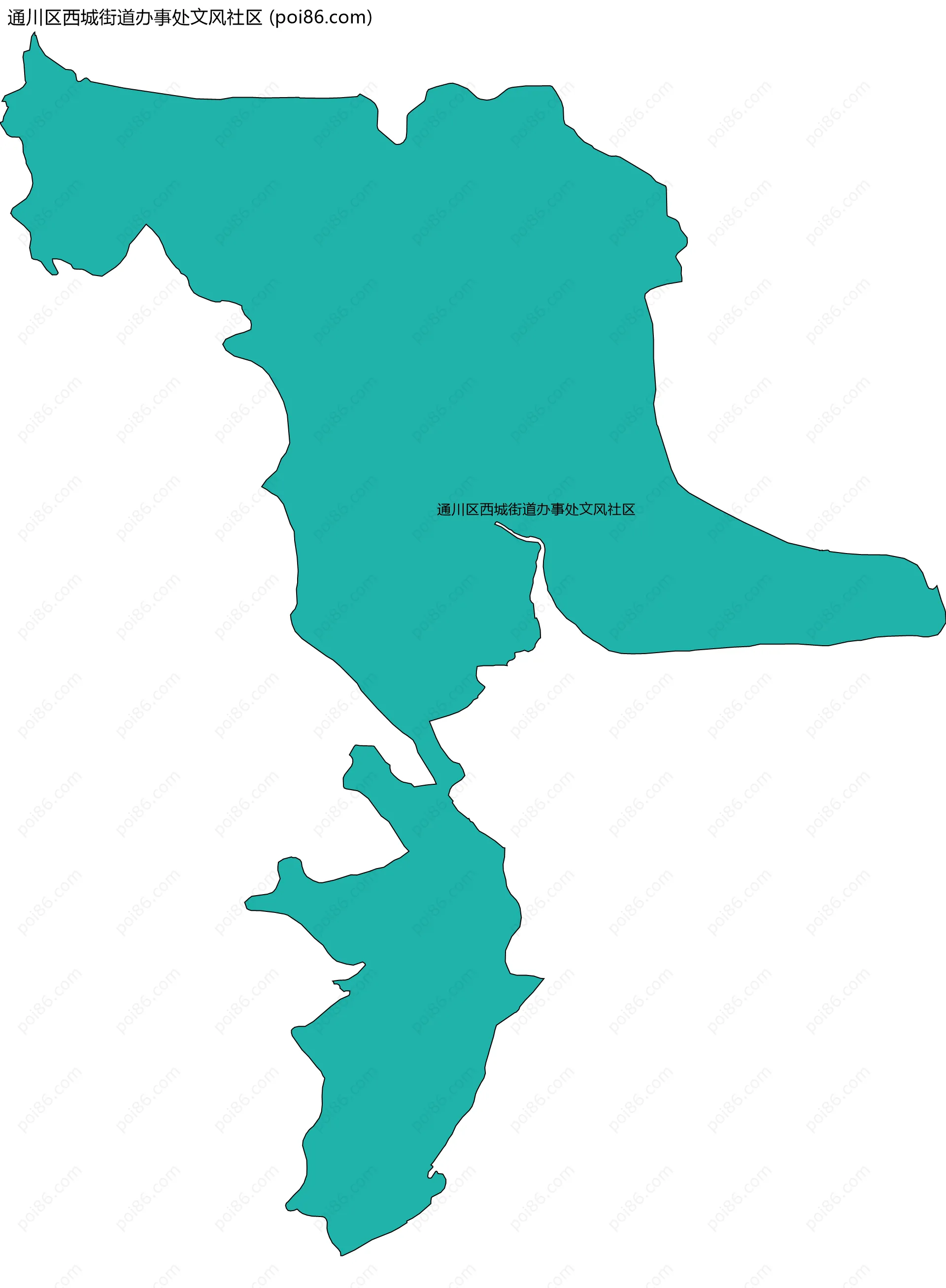 通川区西城街道办事处文风社区边界地图