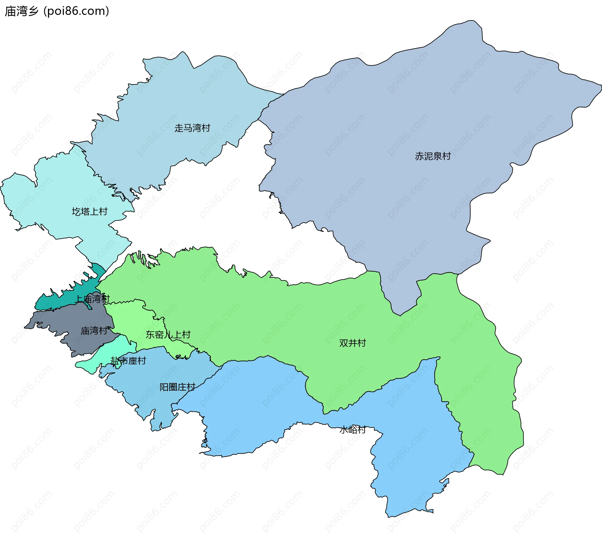 庙湾乡边界地图(五级行政区划)