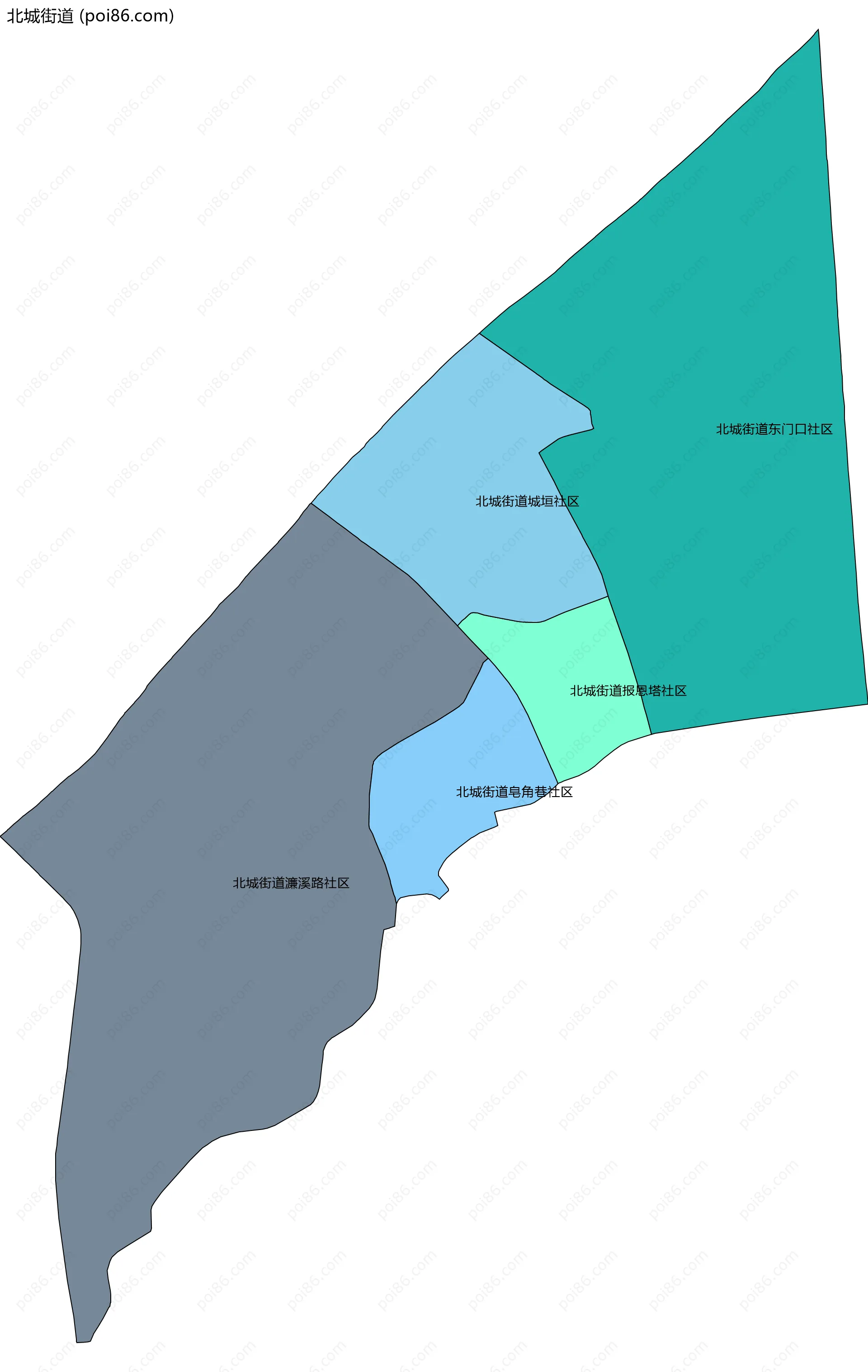 北城街道边界地图(五级行政区划)
