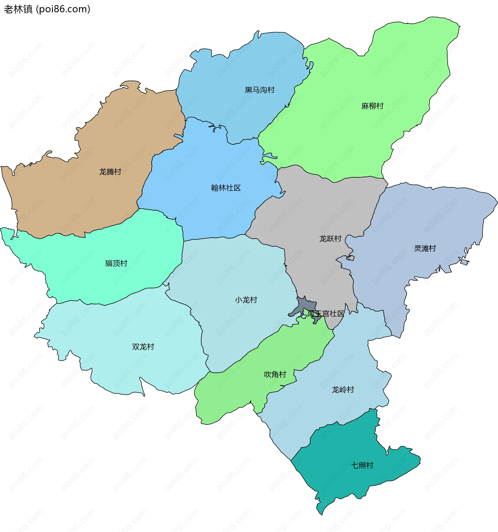 老林镇边界地图(五级行政区划)