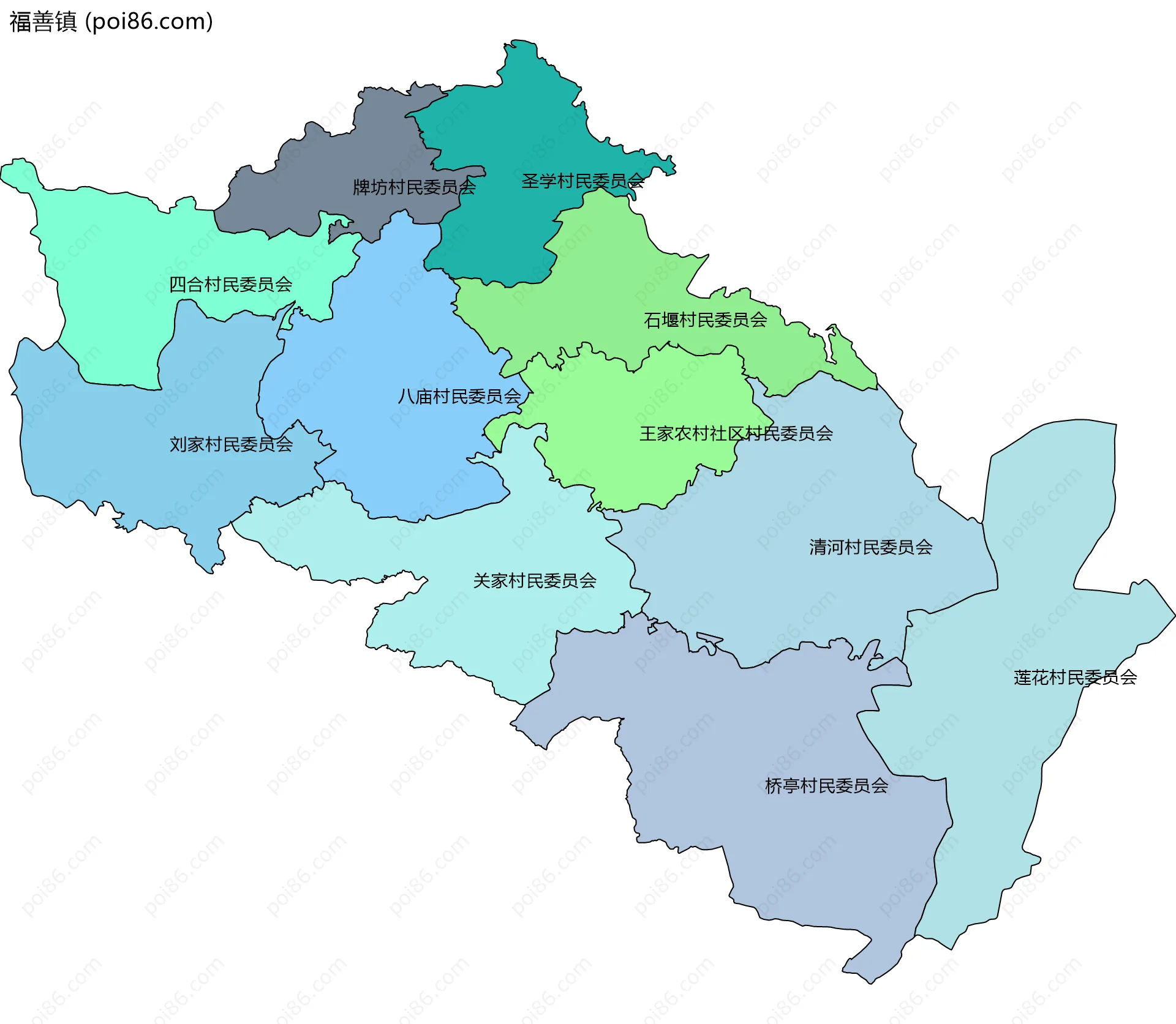 福善镇边界地图(五级行政区划)
