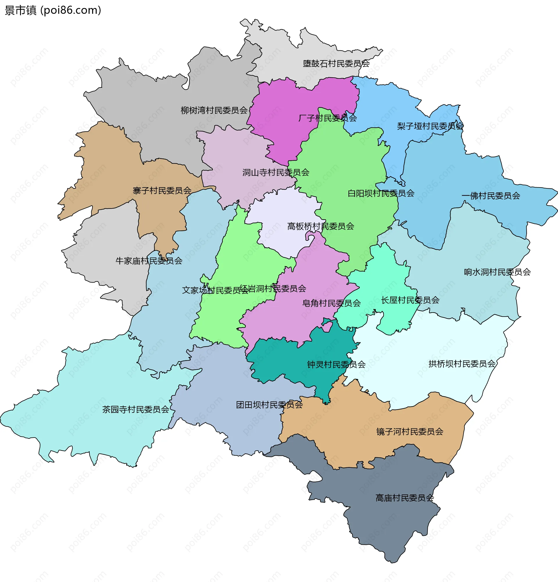 景市镇边界地图(五级行政区划)