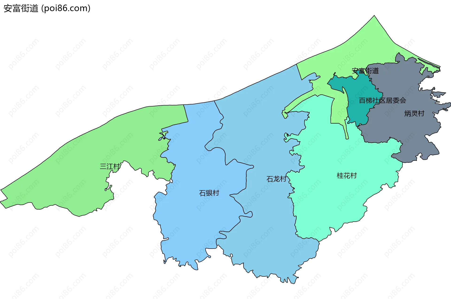 安富街道边界地图(五级行政区划)