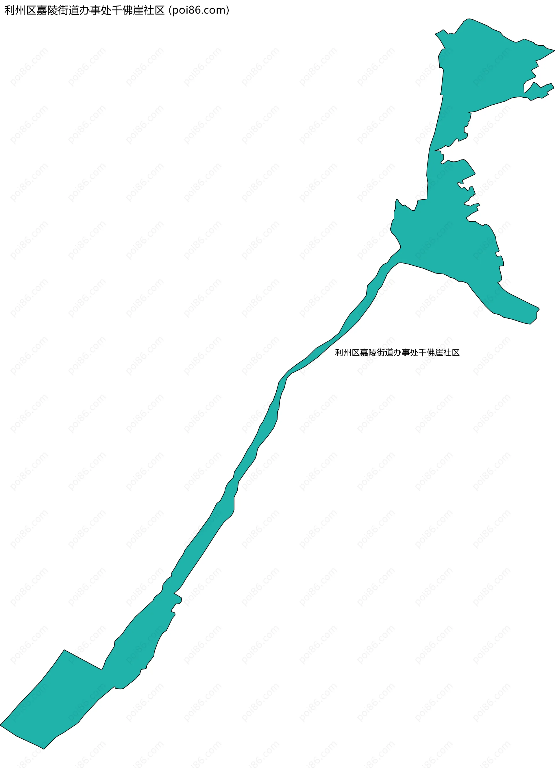 利州区嘉陵街道办事处千佛崖社区边界地图