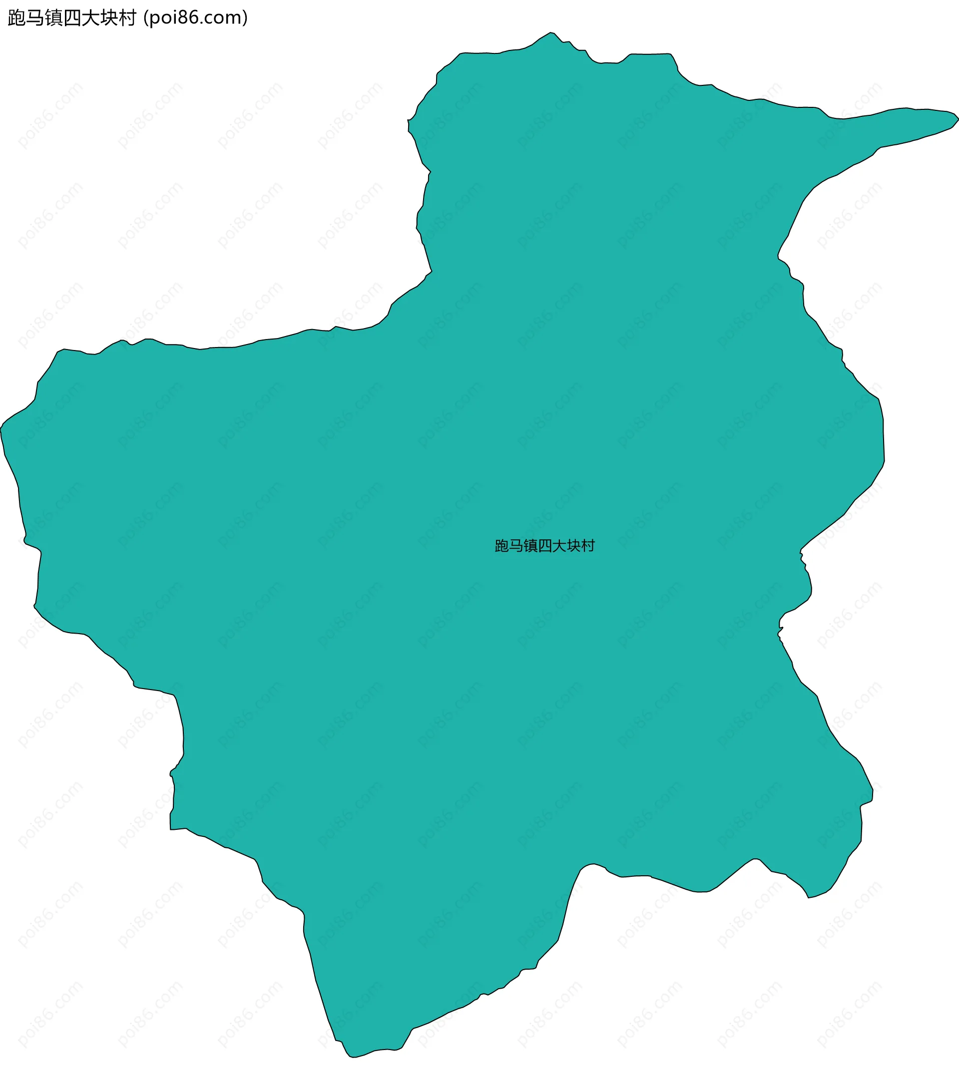 跑马镇四大块村边界地图