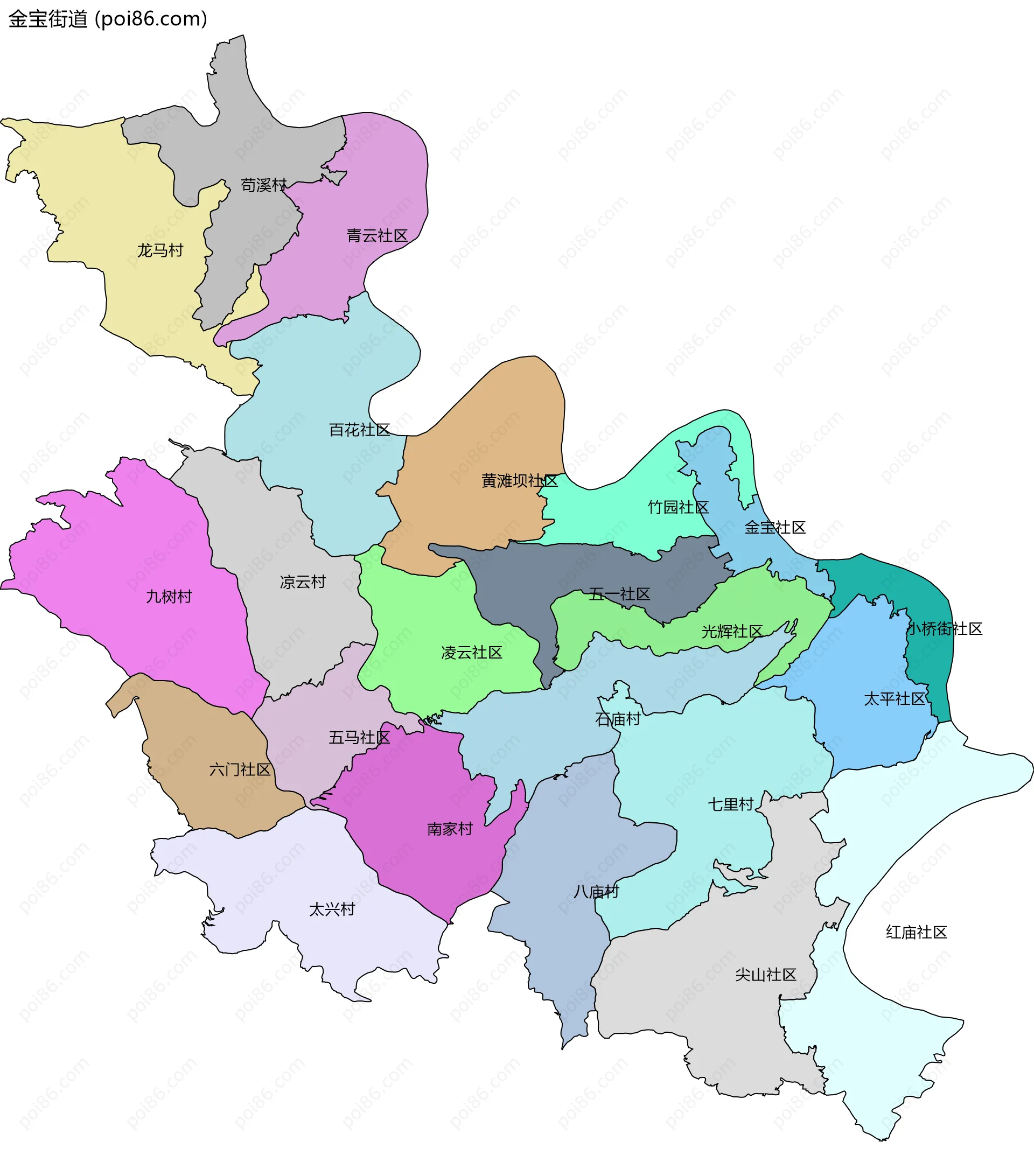 金宝街道边界地图(五级行政区划)