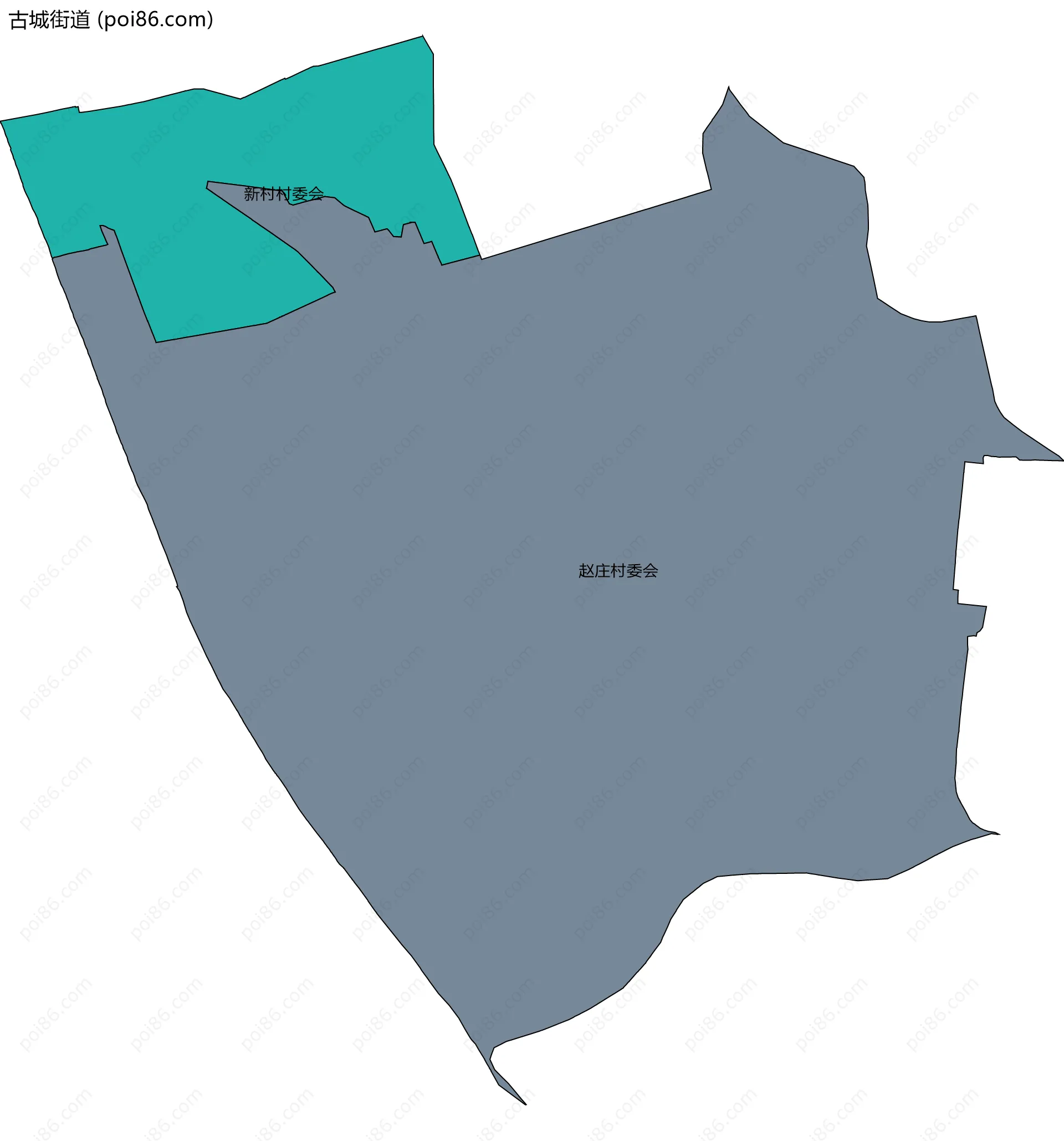 古城街道边界地图(五级行政区划)