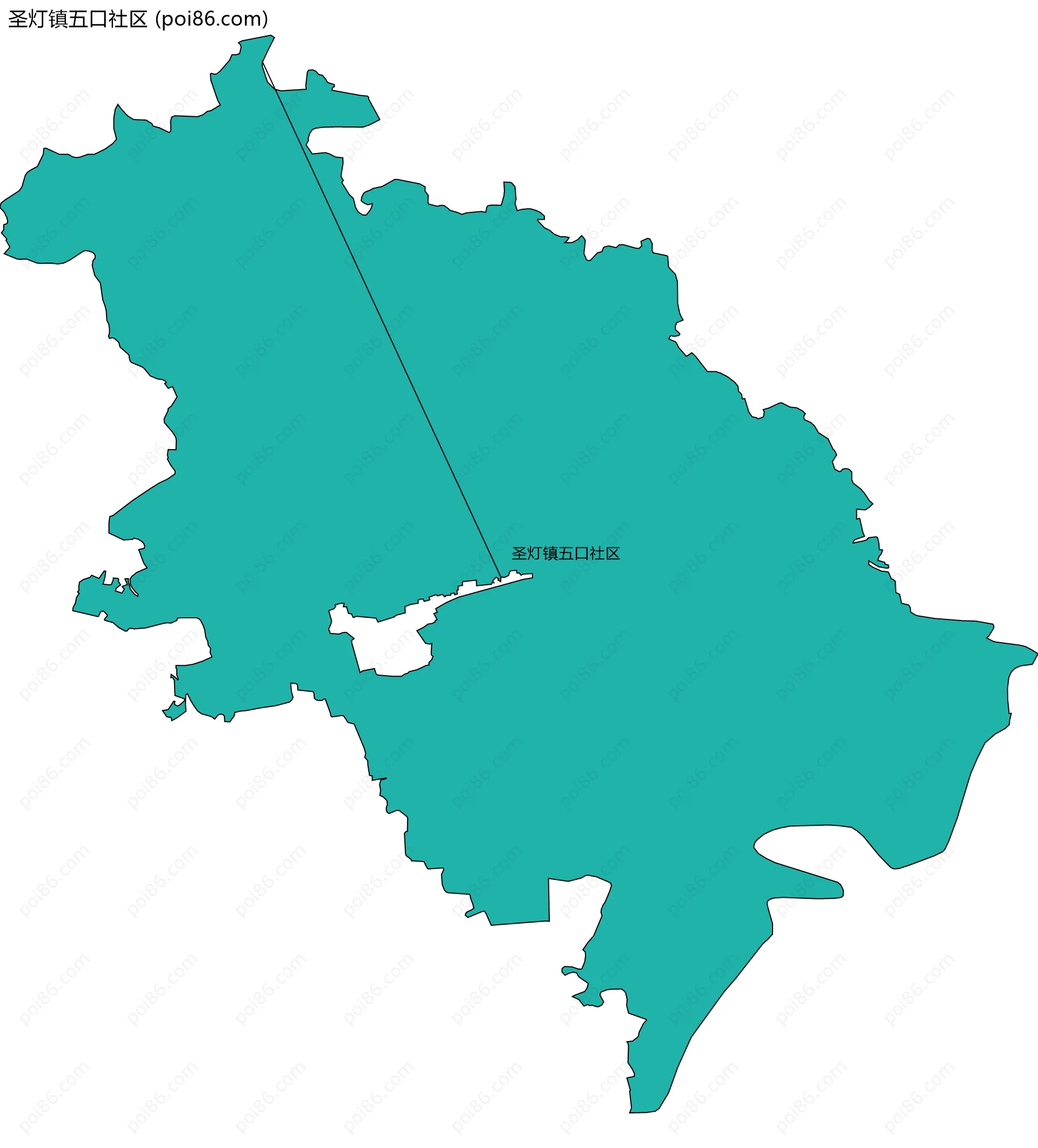 圣灯镇五口社区边界地图