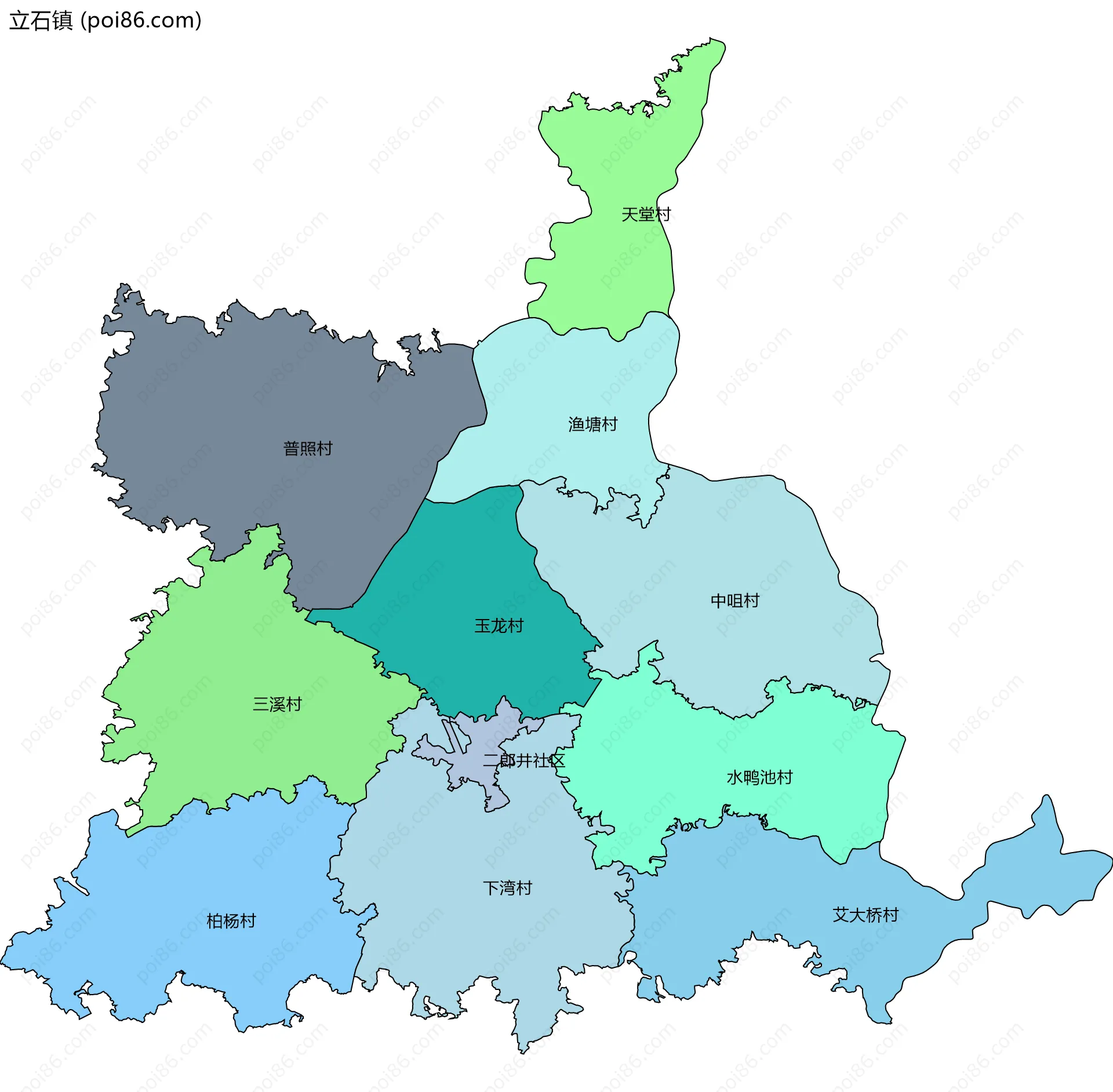 立石镇边界地图(五级行政区划)