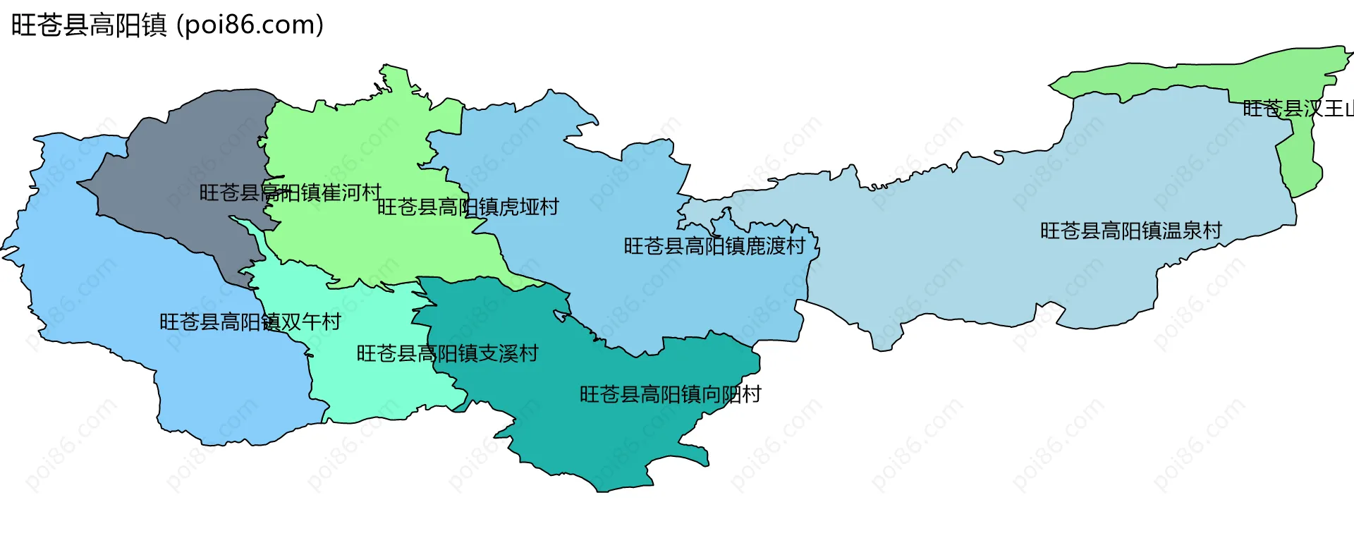 旺苍县高阳镇边界地图(五级行政区划)