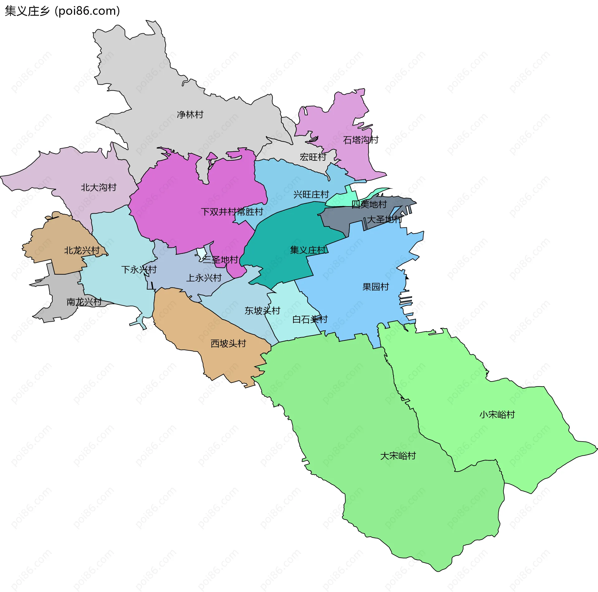 集义庄乡边界地图(五级行政区划)