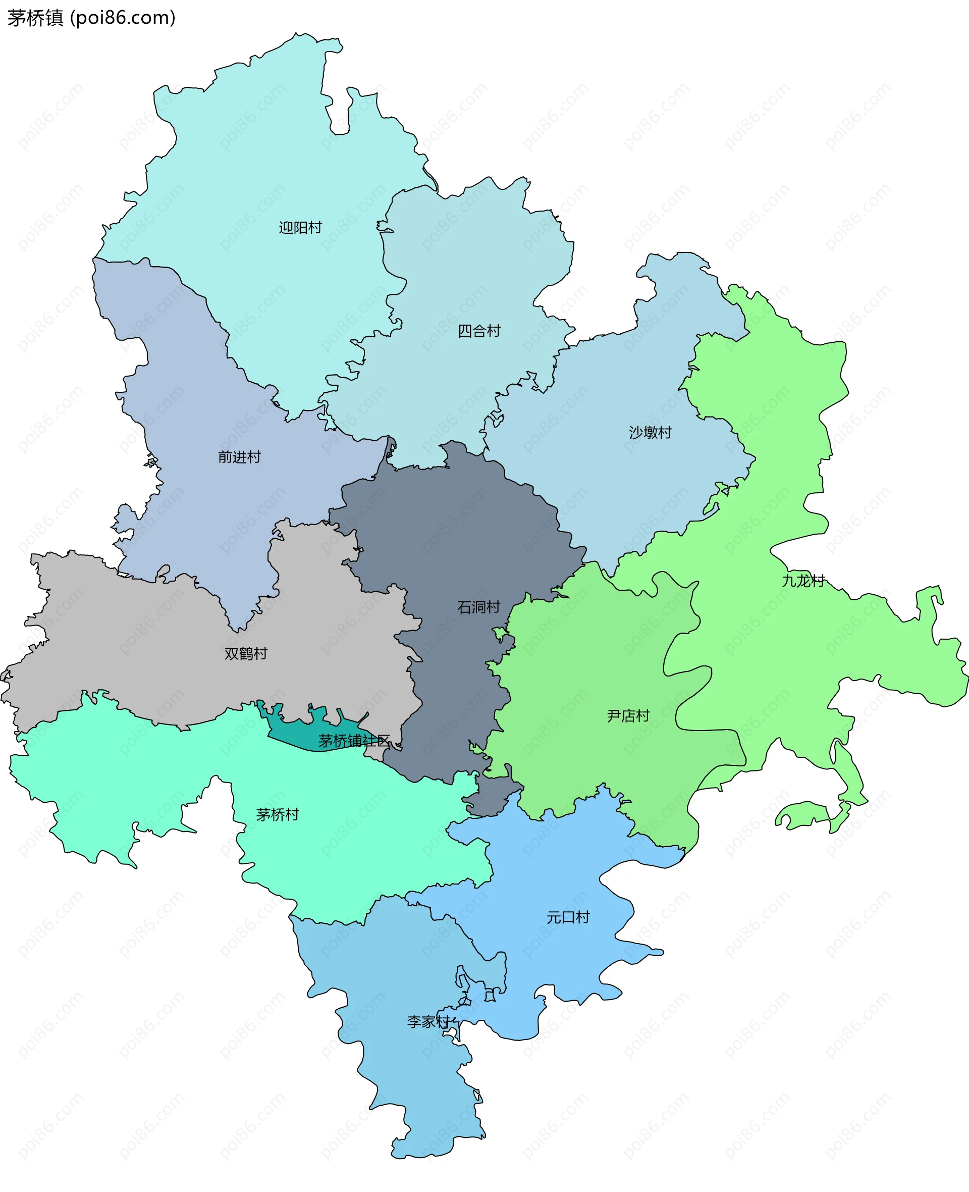 茅桥镇边界地图(五级行政区划)
