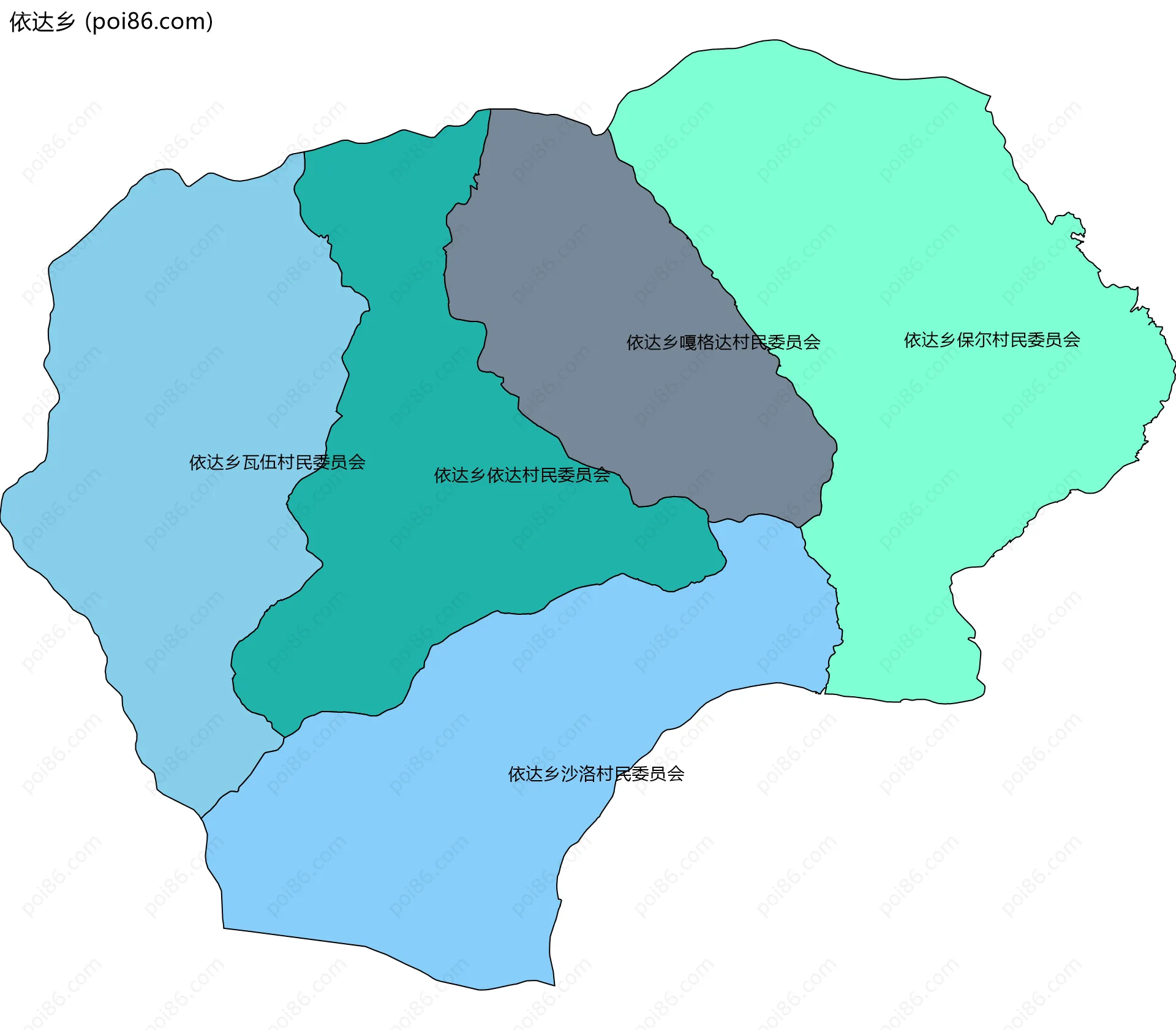 依达乡边界地图(五级行政区划)