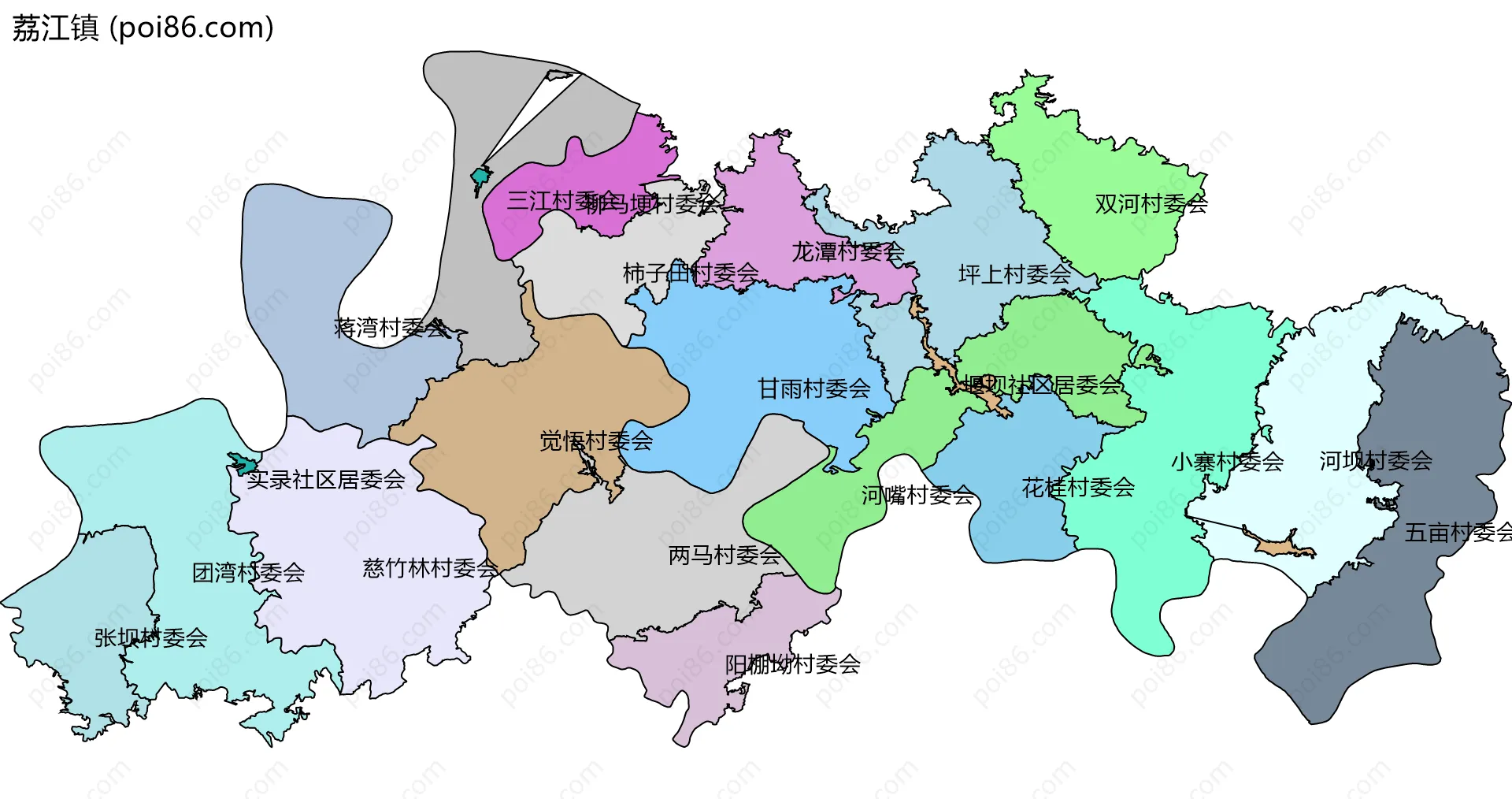 荔江镇边界地图(五级行政区划)
