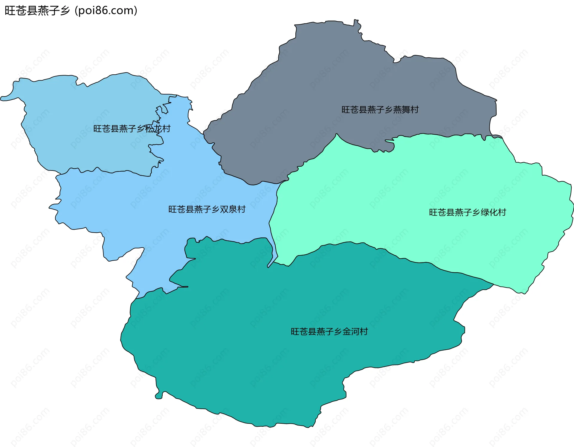 旺苍县燕子乡边界地图(五级行政区划)