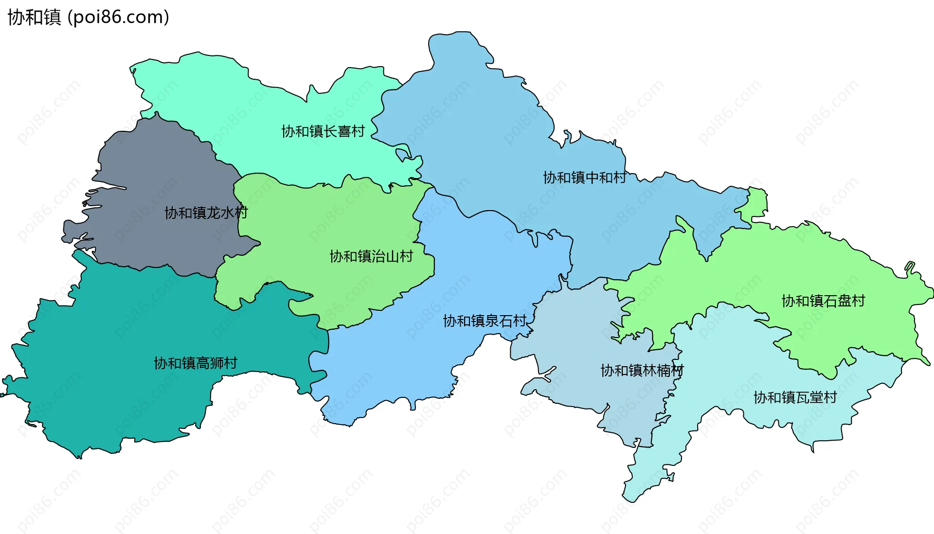 协和镇边界地图(五级行政区划)